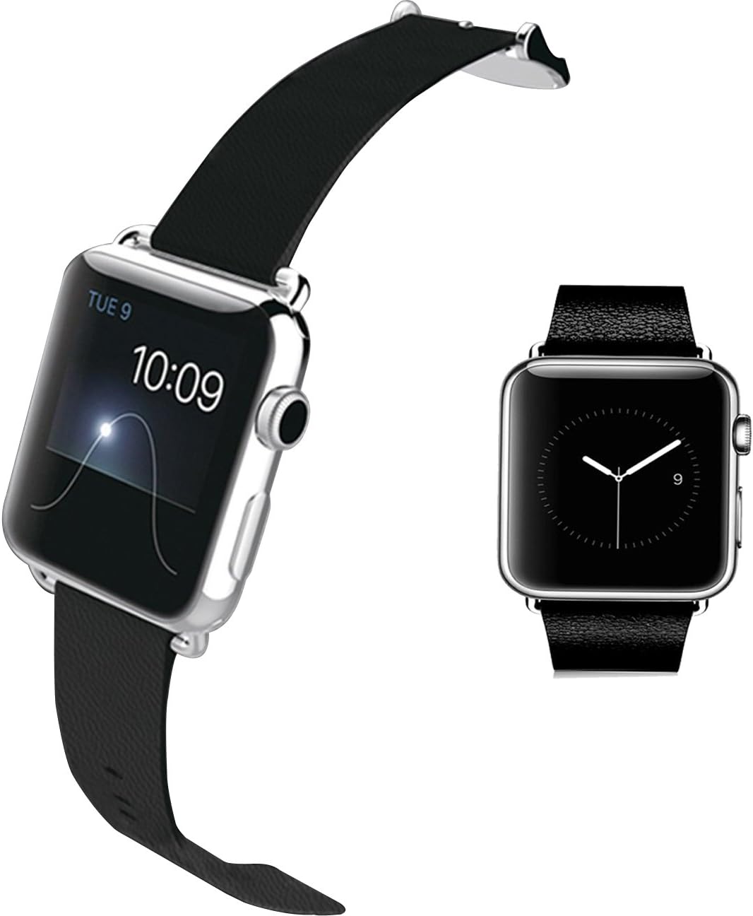 Black Genuine Leather Strap for Apple Watch 38 mm Classic Buckle & Modern Buckle (38mm/black)