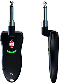 Sistema de guitarra sem fio com plugue rotativo de 220°, receptor transmissor de guitarra sem fio, recarregável, alcance de 30 metros – ideal para guitarras elétricas, baixo, teclados