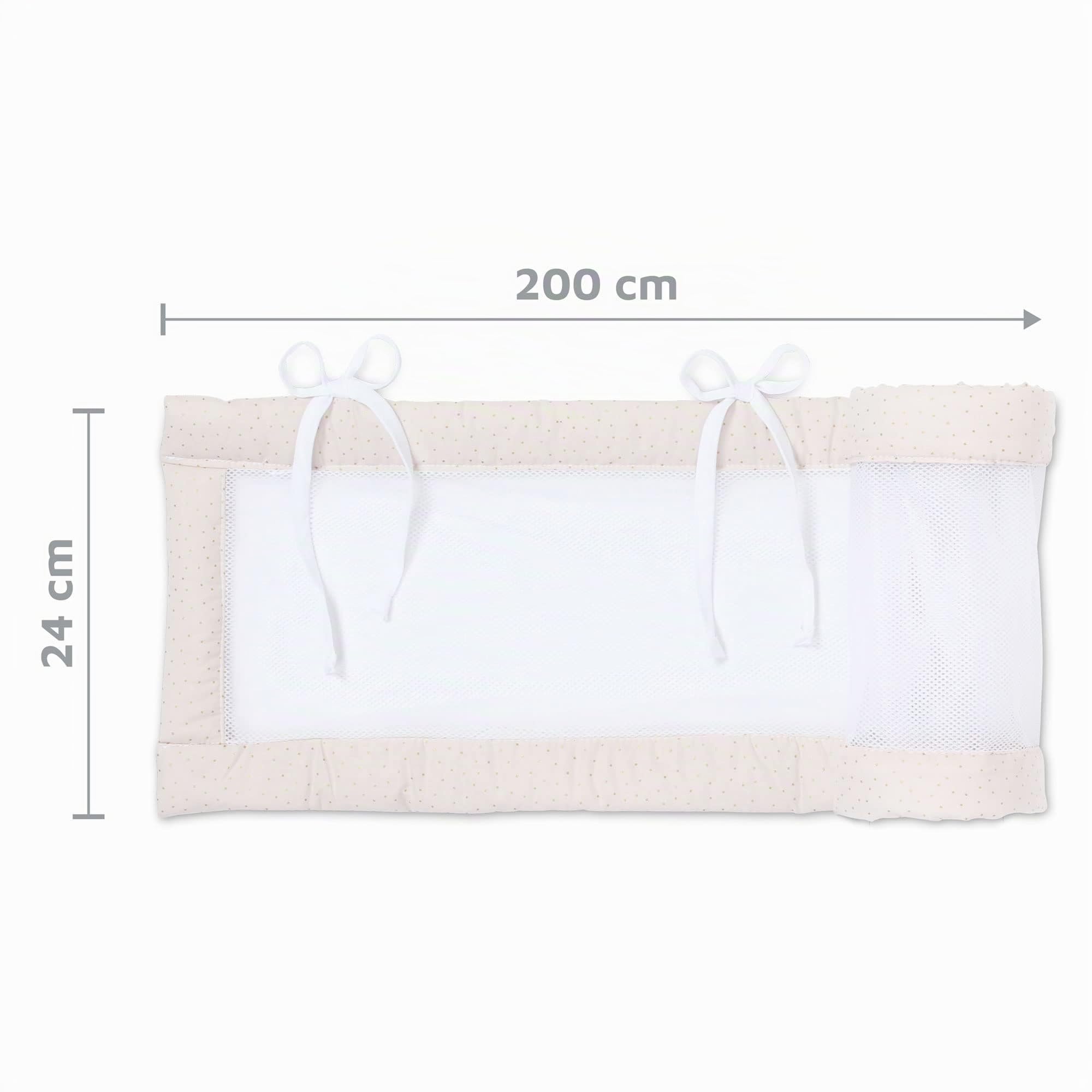 babybay Paracolpi in rete Royal adatto per modello Boxspring XXL, beige con brillantini dorati