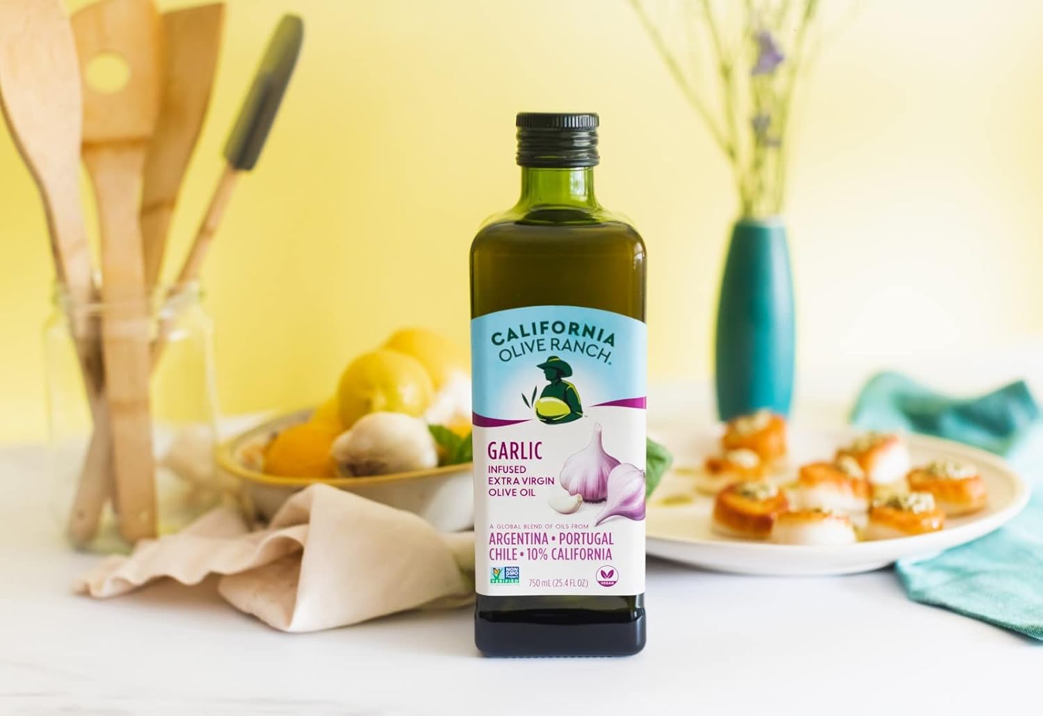 California Olive Ranch, Garlic Flavored Extra Virgin Olive Oil, 750mL (Pack of 6)