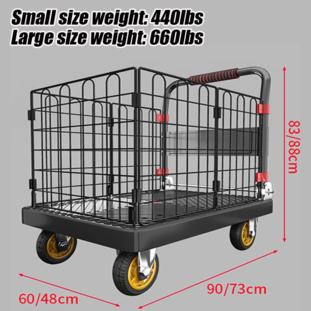 Wytrzymały składany wózek platformowy 2 w 1, nośność 200 kg, wszechstronny wózek ręczny z kółkami, łatwy załadunek i przechowywanie, idealny do domowego magazynu i zadań przeprowadzkowych