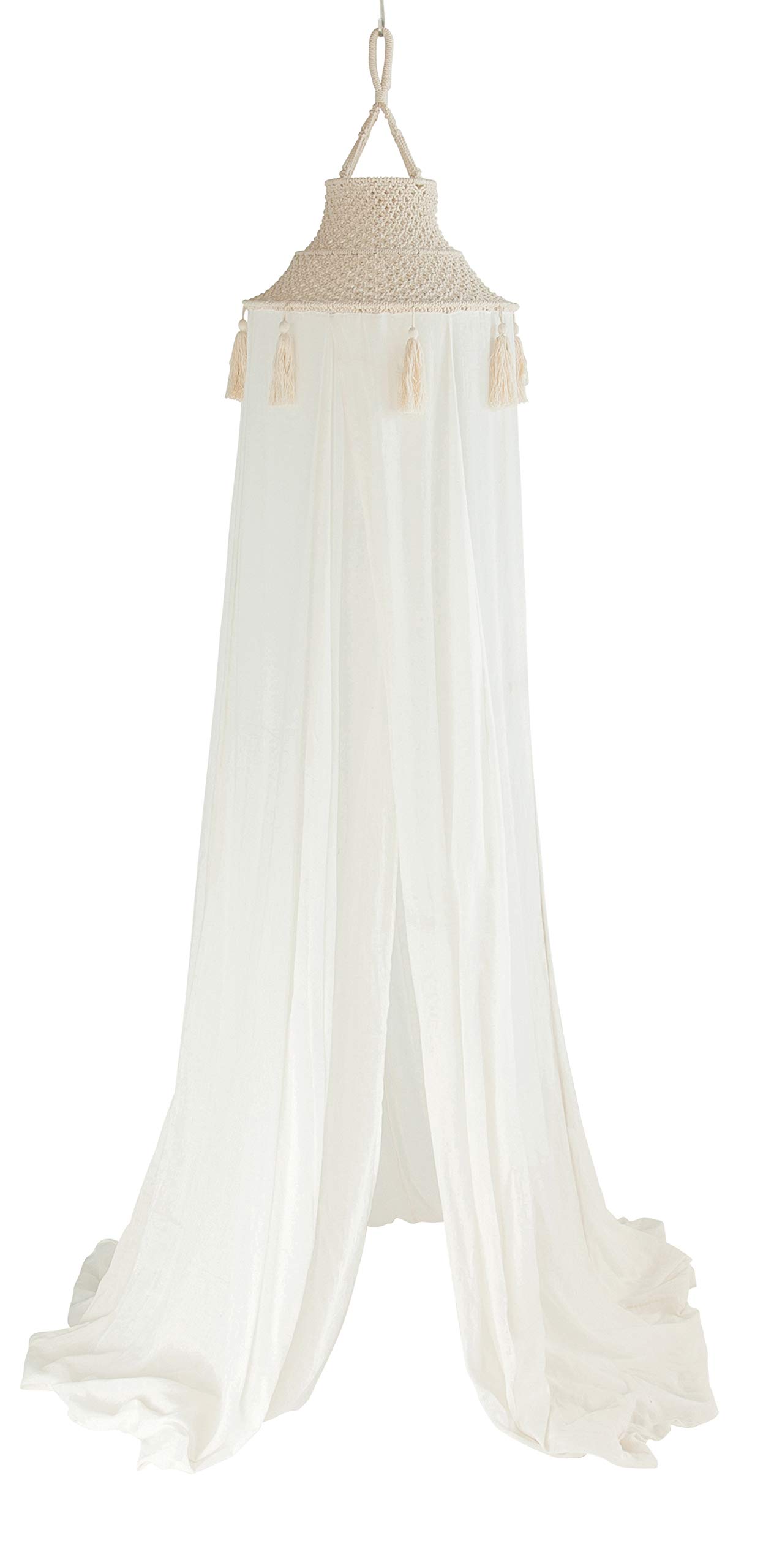 Photo 1 of Creative Co-Op White Cotton Macramé Canopy with Tassels Wall Hangings