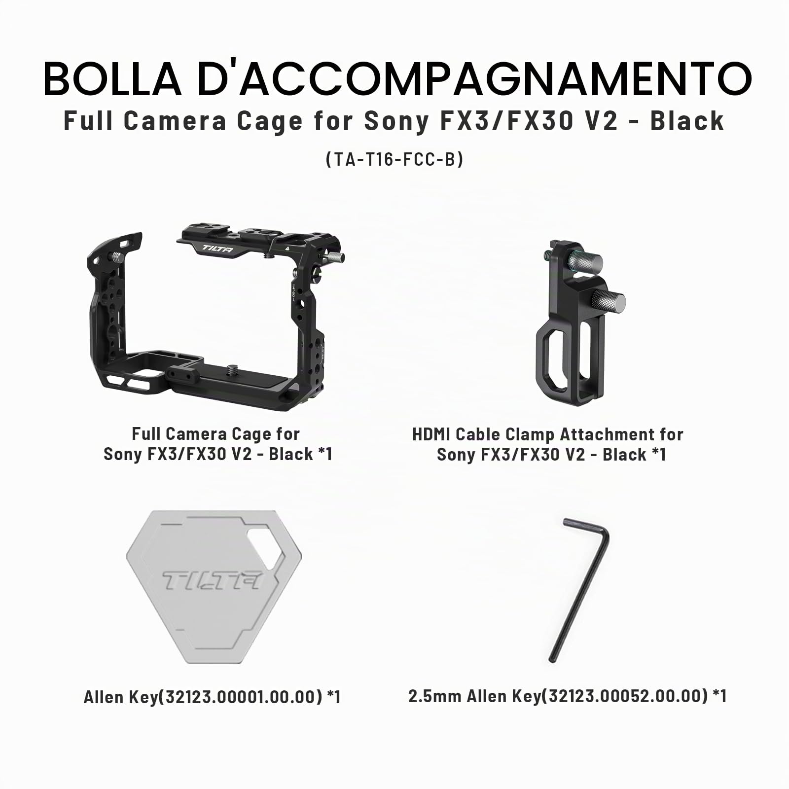 TILTA FX3 FX30 Gabbia compatibile con Sony FX3 FX30, gabbia completa per fotocamera con attacco per cavo HDMI - Nero TA-T16-FCC-B