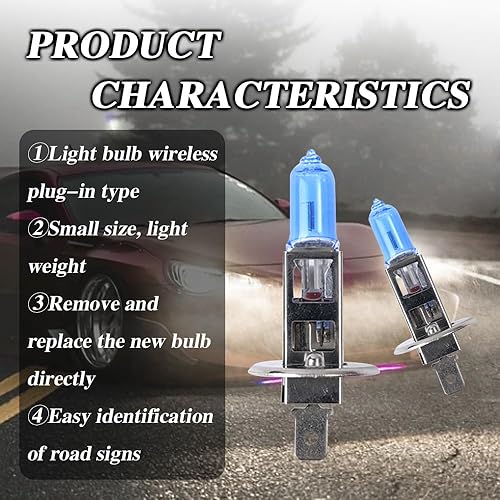 Miniatura 5 de 2 bombillas halógenas para faros delanteros, bombillas LED superbrillantes para automóvil, bombillas LED H1, 12 V, 100 W, luz baja y bombilla de