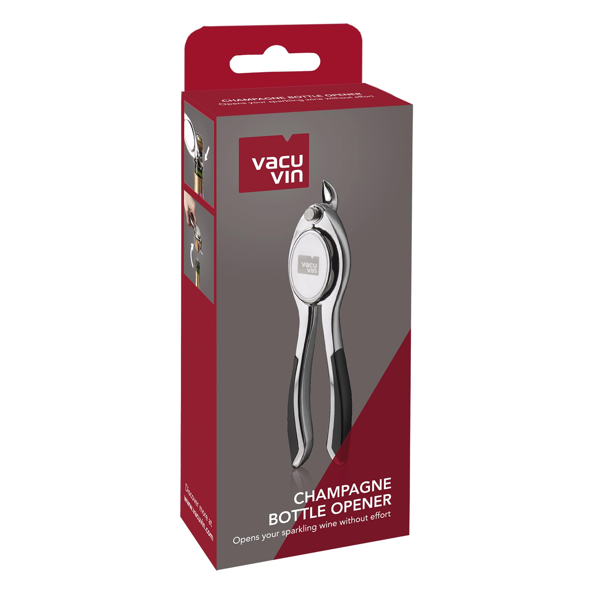 Vacu Vin 68625606 Pinza Champagne, Inossidabile, Acciaio/Nero, 7.2x18.4x3.7 cm