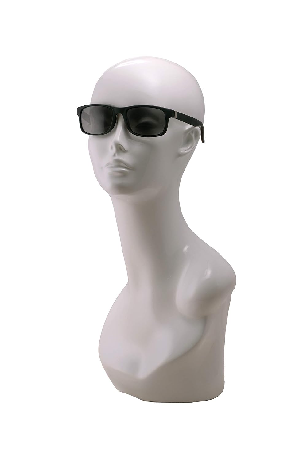 N'icePackaging - Life-Sized Glossy White Mannequin Head - Poly-Resin - for Merchandise or Showcase - Free-Standing - Hats / Wigs / Necklace / Scarfs