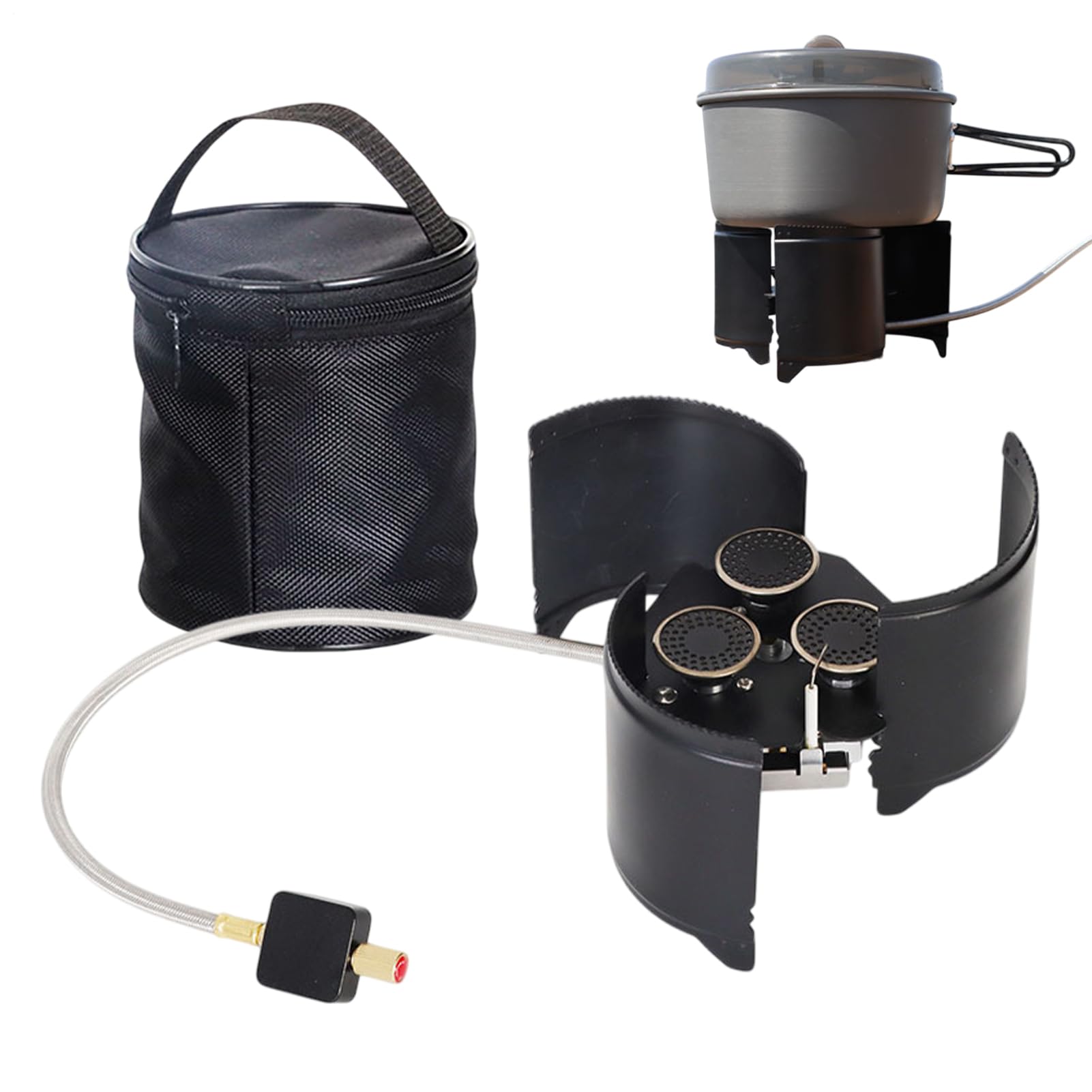 Piec Turystyczny 5000W Palnik Turystyczny | Ceramiczny Odporny na Ciepło Składany Wiatroodporny Bezpieczny Czajnik do Grillowania, BBQ, Podróży Kamperowych i Survivalu
