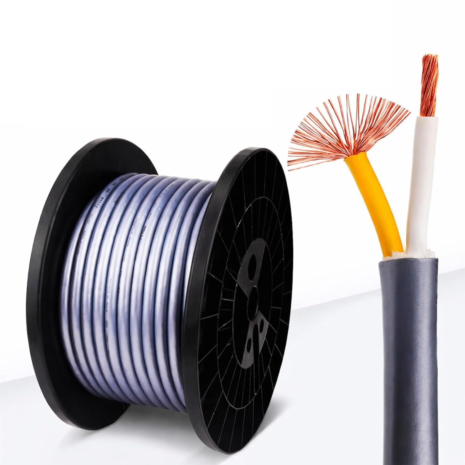 6N OCC HiFi Speaker Cable 4.5mm² 2-Core Single Crystal Copper, Triple-Gauge Stranded Audio Wire, Flexible PVC Jacket, for Home Theater Stereo Stage Audio(160ft)