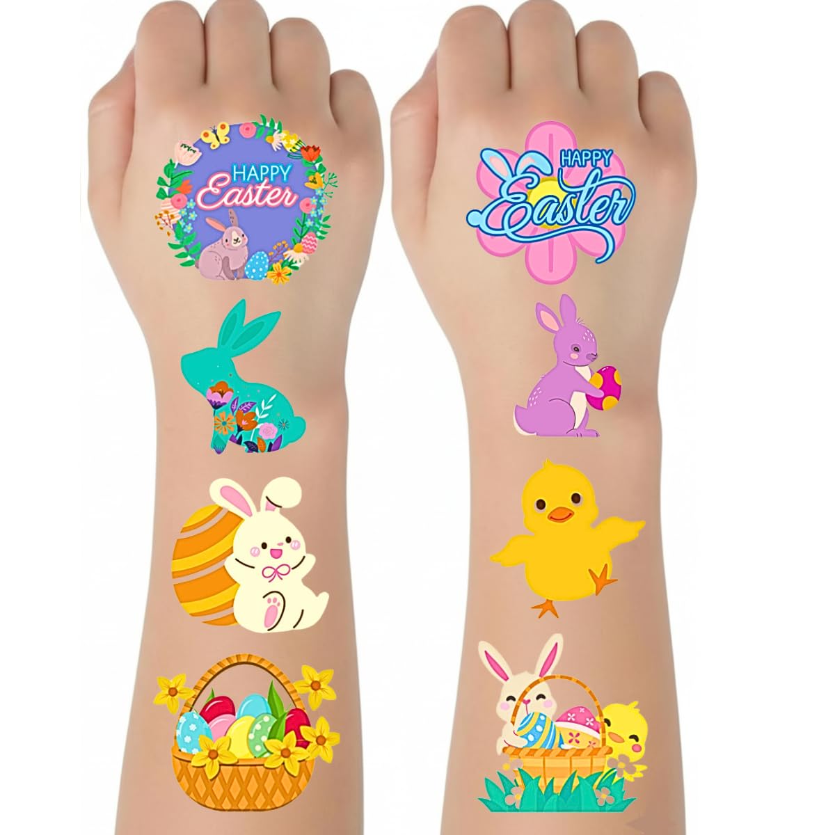 ArtCreativity 240 Pcs Easter Individual Temporary Tattoos for Kids - Pack of 240, 2 Inch Tattoos in 8 Festive Designs - Easter Basket Stuffers and Egg Fillers for Kids