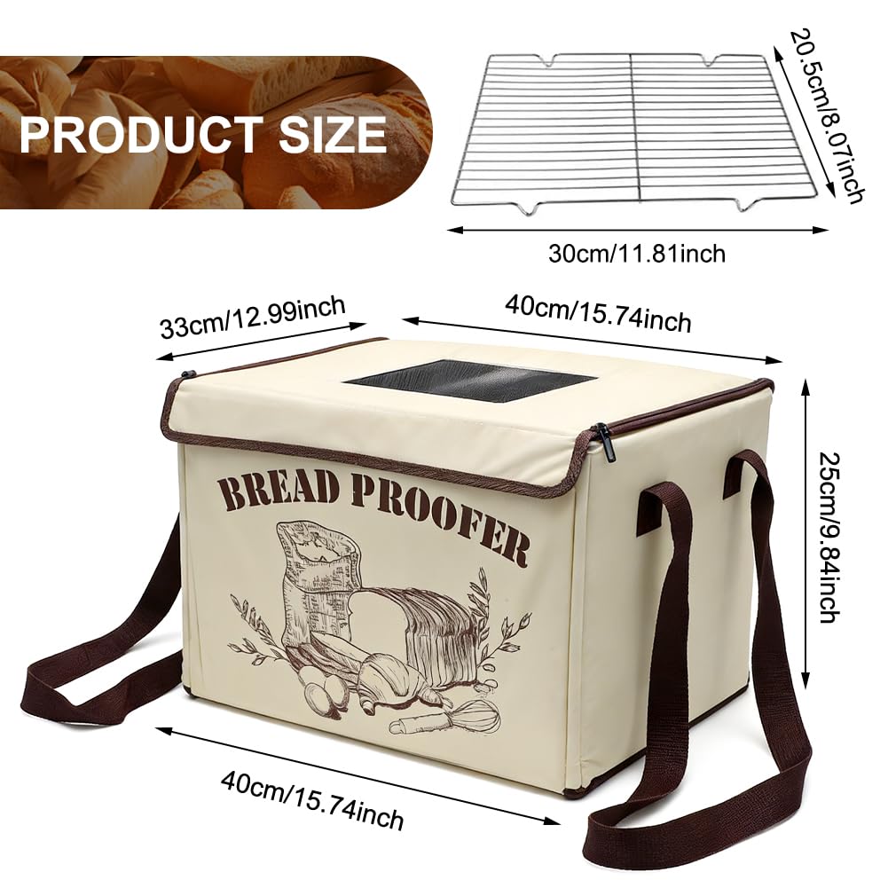 Caja de fermentación para pan, masa fermentadora, con calefacción para masa de pan, caja de fermentación plegable, temperatura ajustable y temporizador, caja de fermentación para hornear pan, yogur