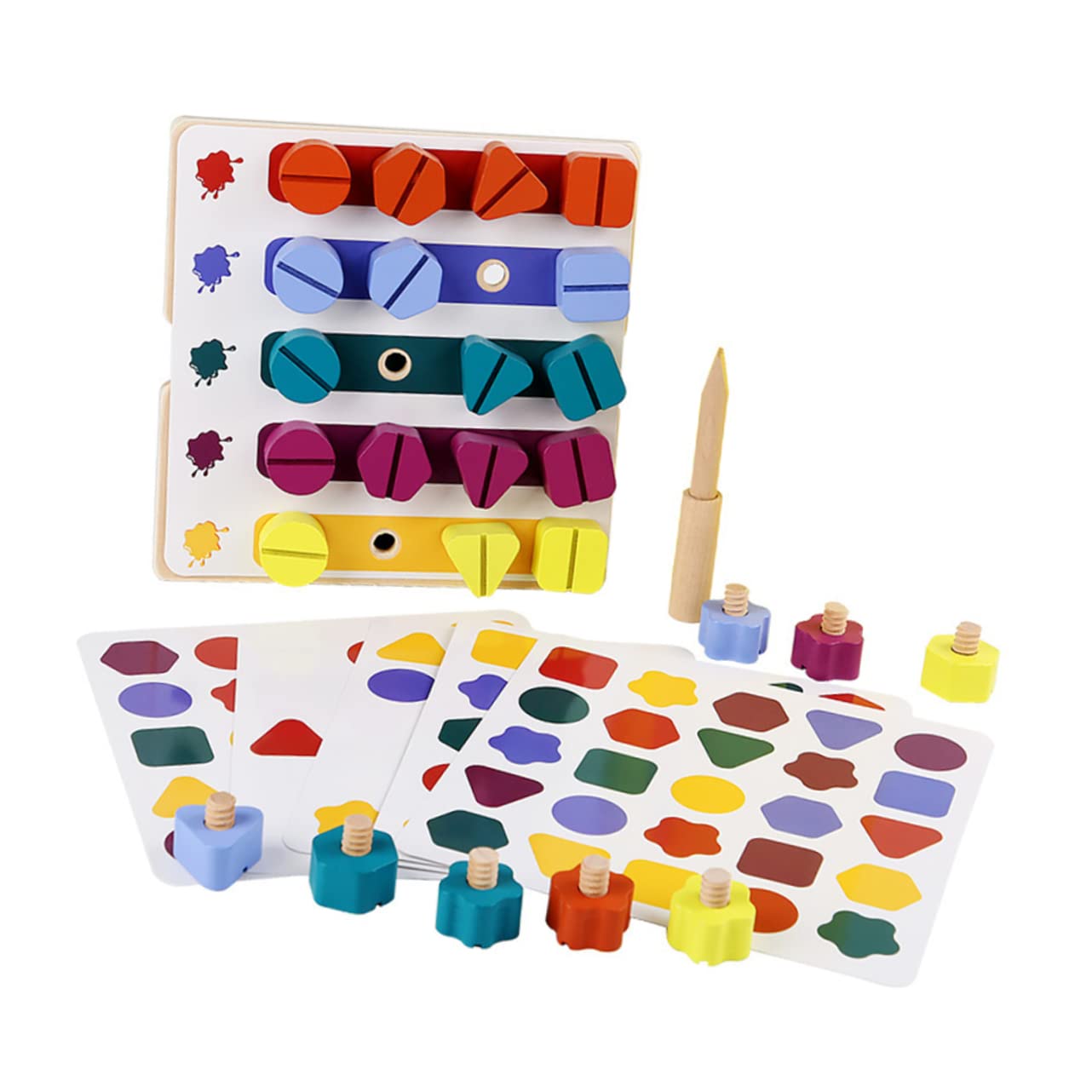 ibasenice1 Set Screw jigsaw puzzle toy for kids kidcraft playset kids toys educational toys puzzle toy children toys childrens toys nutty toys kids playset tight screw wooden toddler board