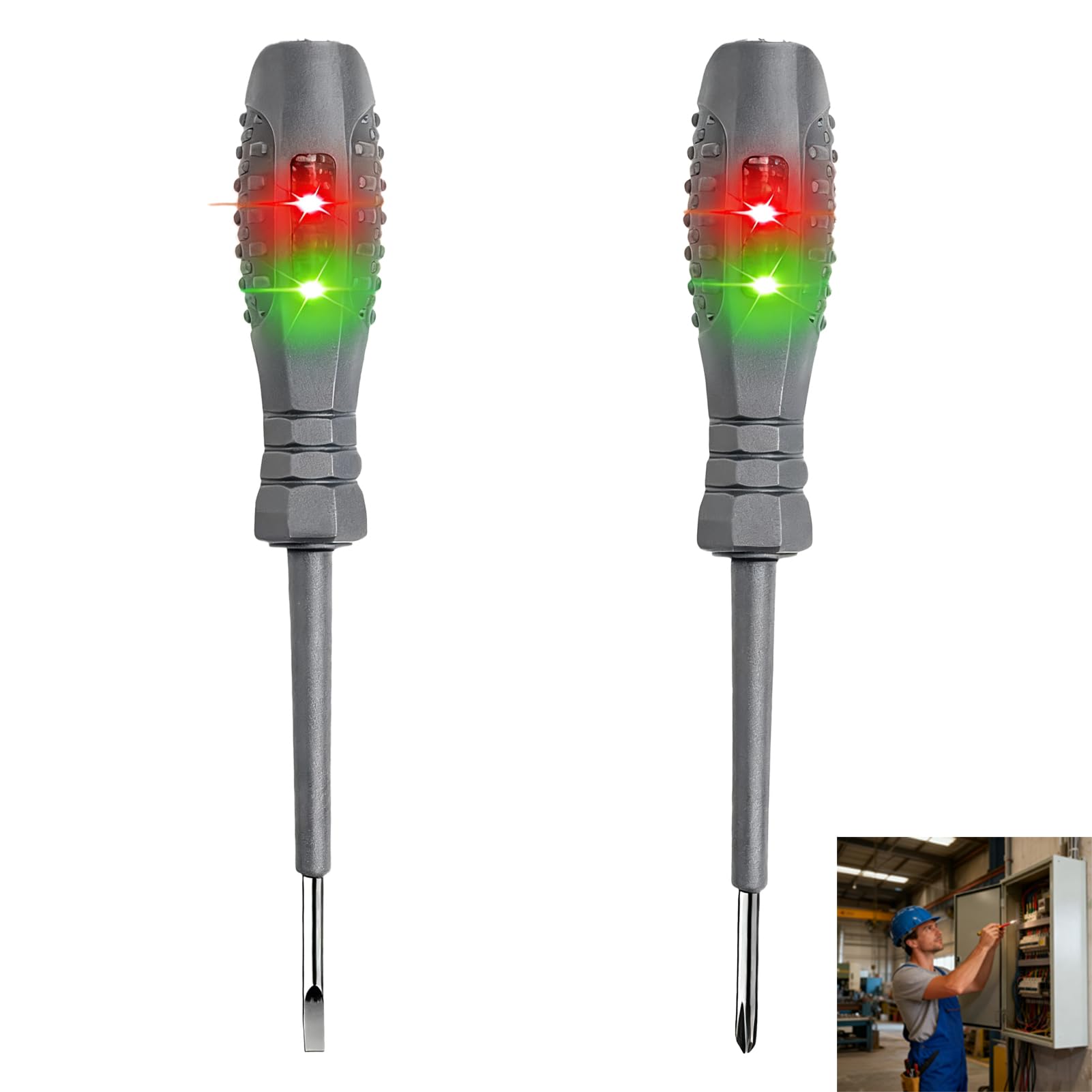 2 Pcs 2-in-1 High Torque Strong Magnetic Screwdriver Electricity Detector,Electricity Detector Screwdriver, 12V-220V Voltage Tester, Electrical Circuit Tester for Electricians (Flathead+Crosshead)