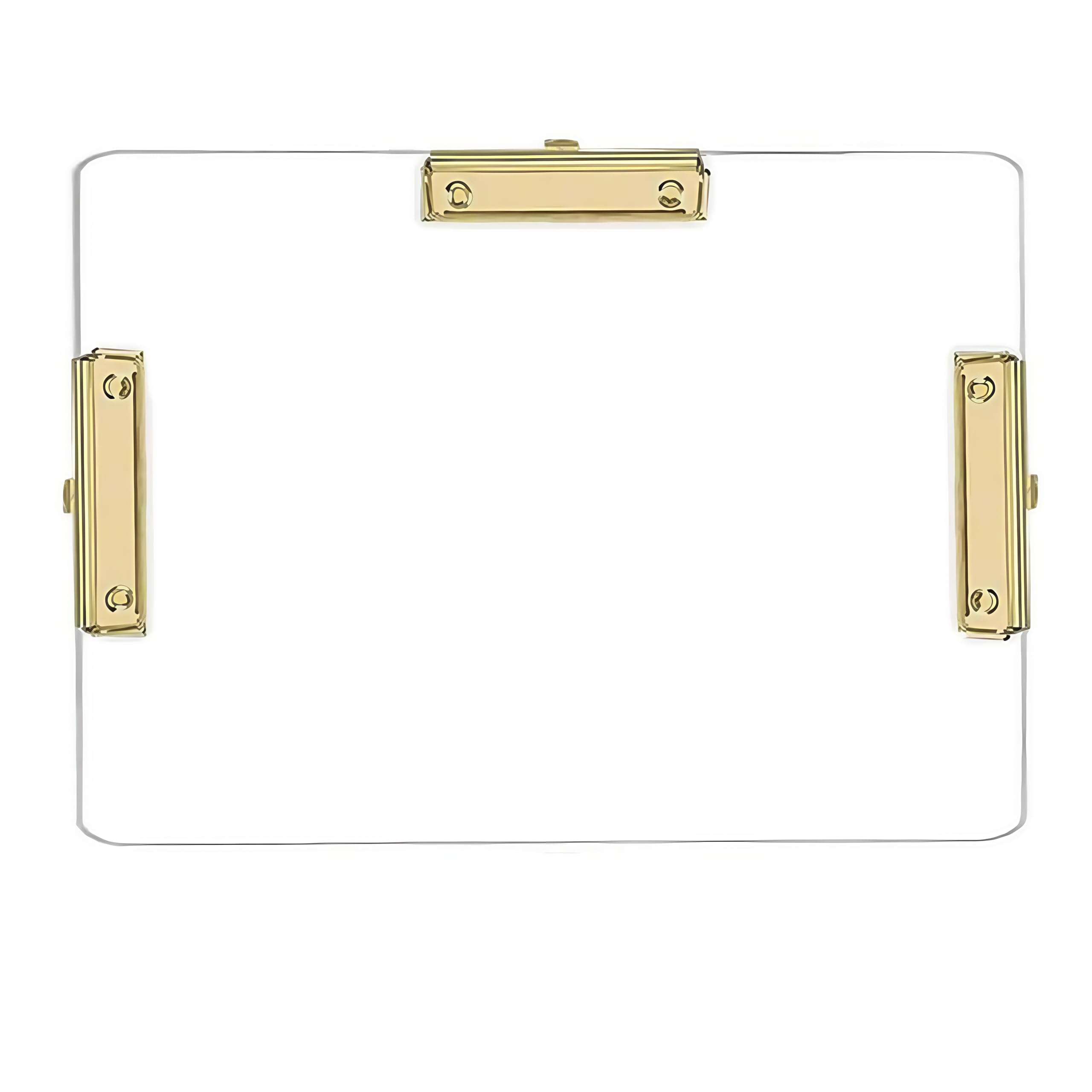 JIARI 1 Pack 11x17 Clipboard Clear Acrylic Horizontal 3 Clip Clipping Board Large Size (3 Clip-Gold 1 Pack)