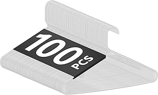 HomGarden Standard White Plastic Hangers, 100 Pack Plastic Tubular Clothes Hangers Adult Clothing Hangers