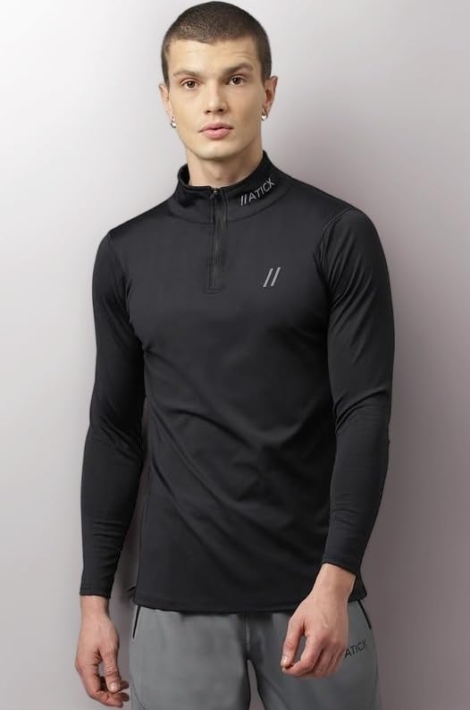 - Polyester Full Sleeve Compression High Turtle Neck Sports Jersey T Shirt for Men - Quick Dry Fit Gym Workout Top for Running, Swimming, Training, Cycling, Football, Badminton