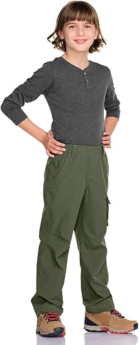 Miniatura 8 de CQR Pantalones cargo de senderismo para niños y jóvenes, UPF50+ pantalones de secado rápido para acampar al aire libre