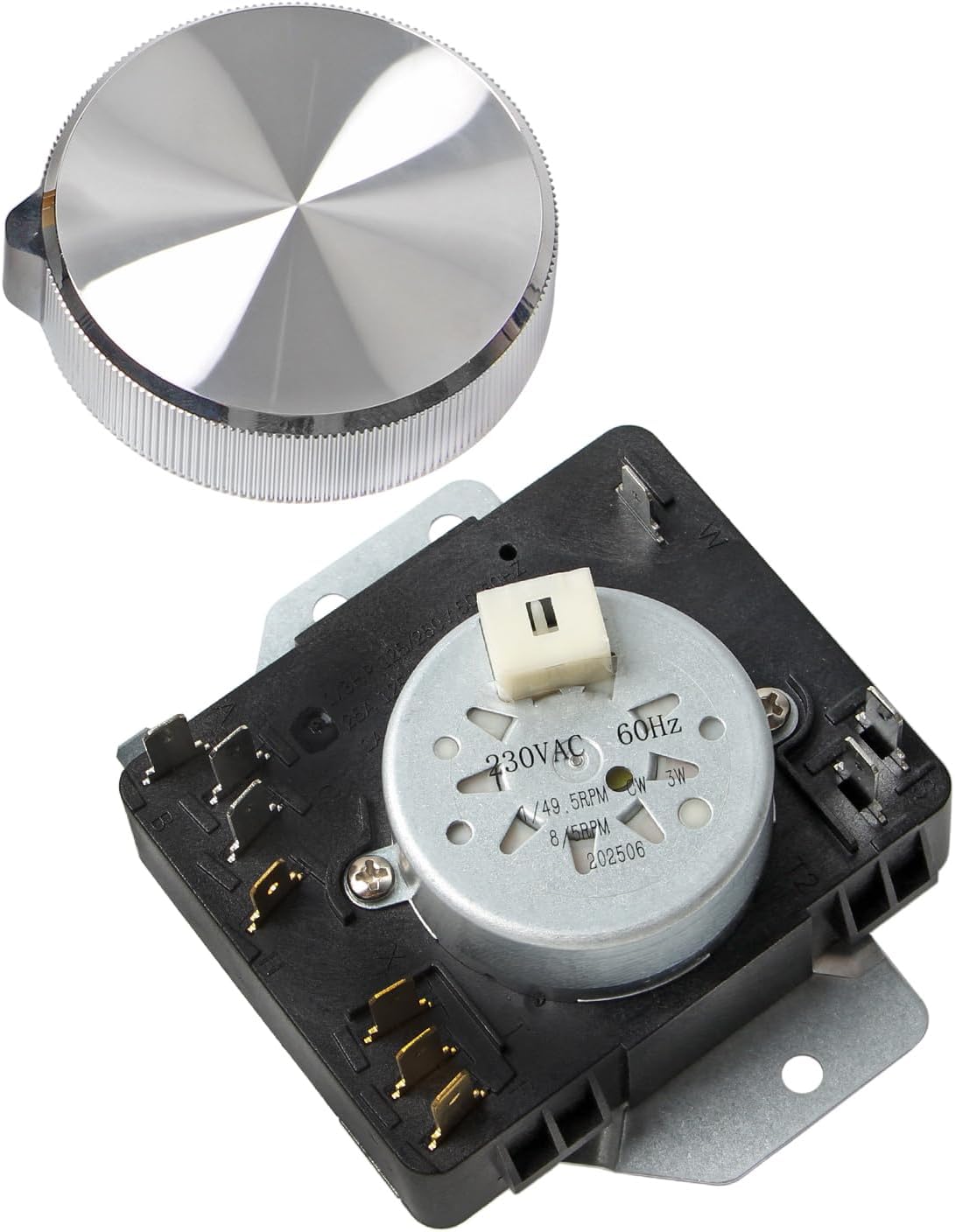 Dryer Timer & Knob Kit Fit for Maytag MED4500MW0 YMED4500MW0 Dryer Replace W11685947 W11566735 4981088 AP7215858 PS17216594 EAP17216594 FIX17216594 162-428-1, 230-240VAC 60Hz
