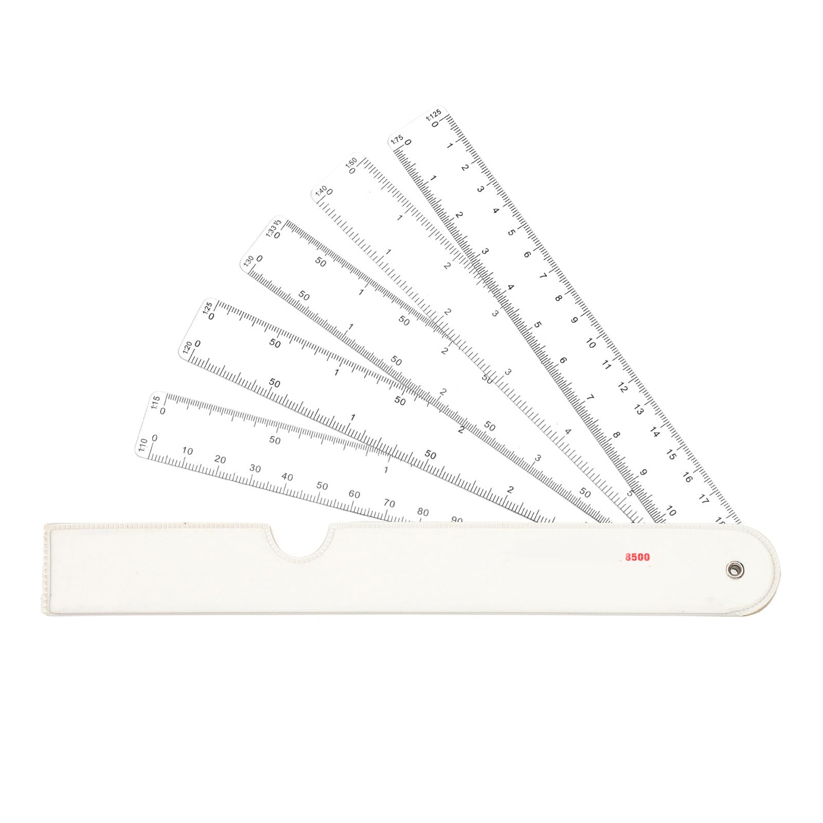 Hsioluted White 85005 Multifunctional Metric Scale Ruler Fan Shaped Scale Ruler Folding Engineering For Architect And Drawing Fan Shaped
