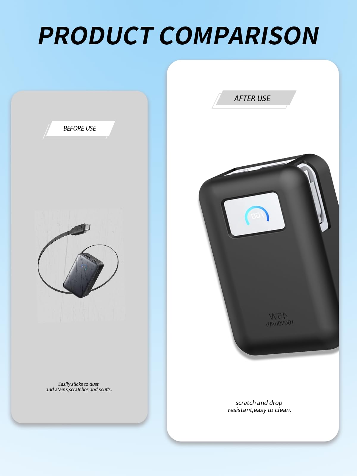 yystao Hülle für Anker Nano Power Bank, 10,000 mAh, Schutzhülle - Freundliche Silikonhülle - mehrfach waschbar, Kratzfest, tropffest, Schwarz