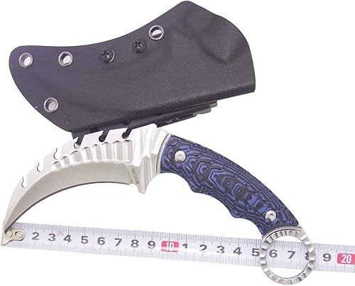 Miniatura 3 de MASALONG Cuchillo de karambit de garra de unicornio (azul unicornio) + cuchillo104 garra de supervivencia para exteriores, cuchillo táctico de