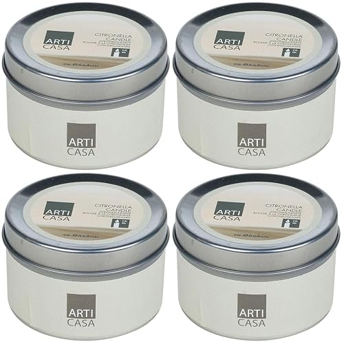 URBNLIVING Set of 2/4/6 Pcs Citronella Scented Travel Candle Tins - Fragranced Outdoor Long-Lasting Burning Candles for Body Relaxation, Aromatherapy, Yoga, Mother Day, Valentine Day, Natural