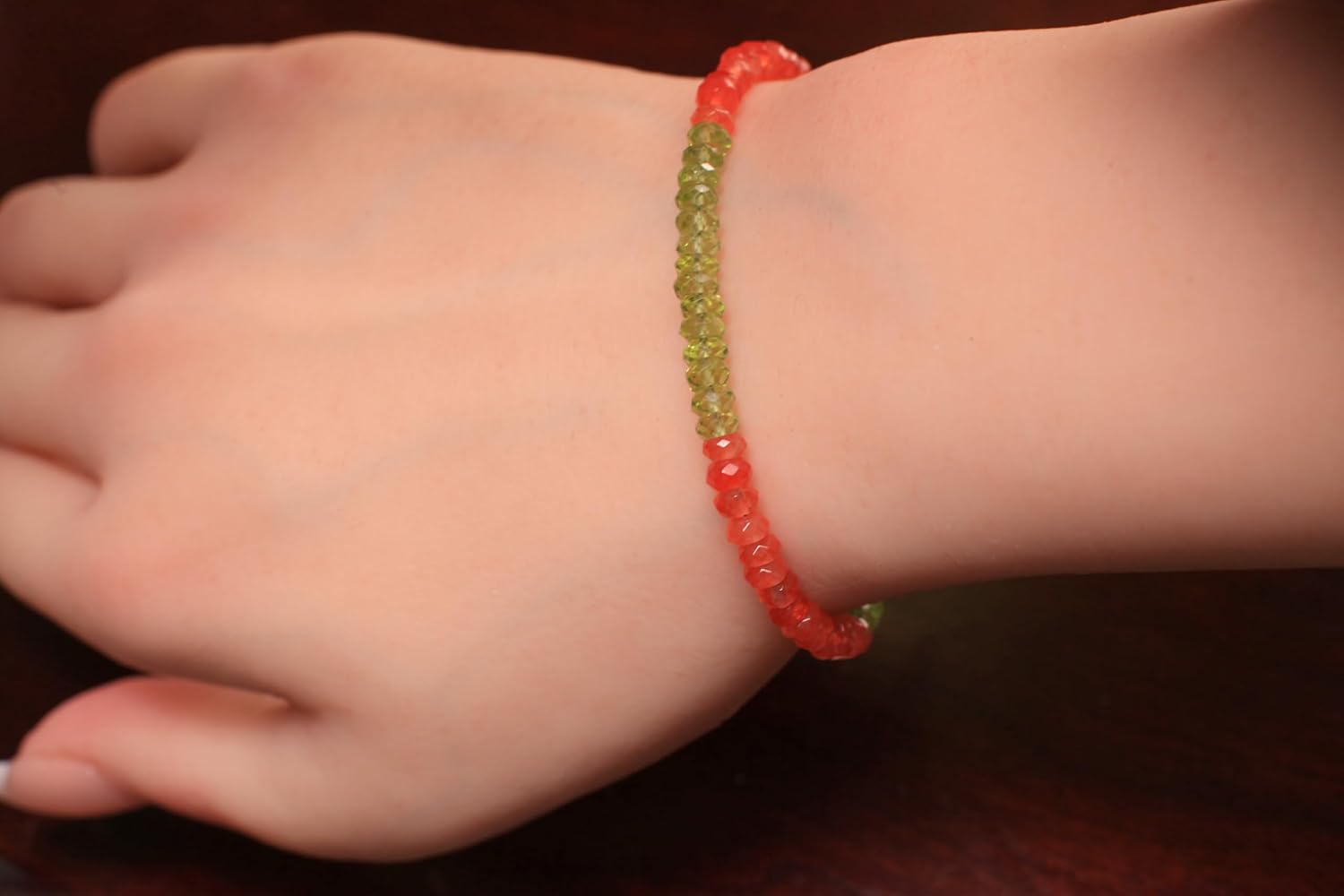 Carnelian, Peridot 4mm Faceted Bracelet in 14k Gold Filled or 925 Sterling Silver lobster Clasp and findings, healing, energy Chakra gift