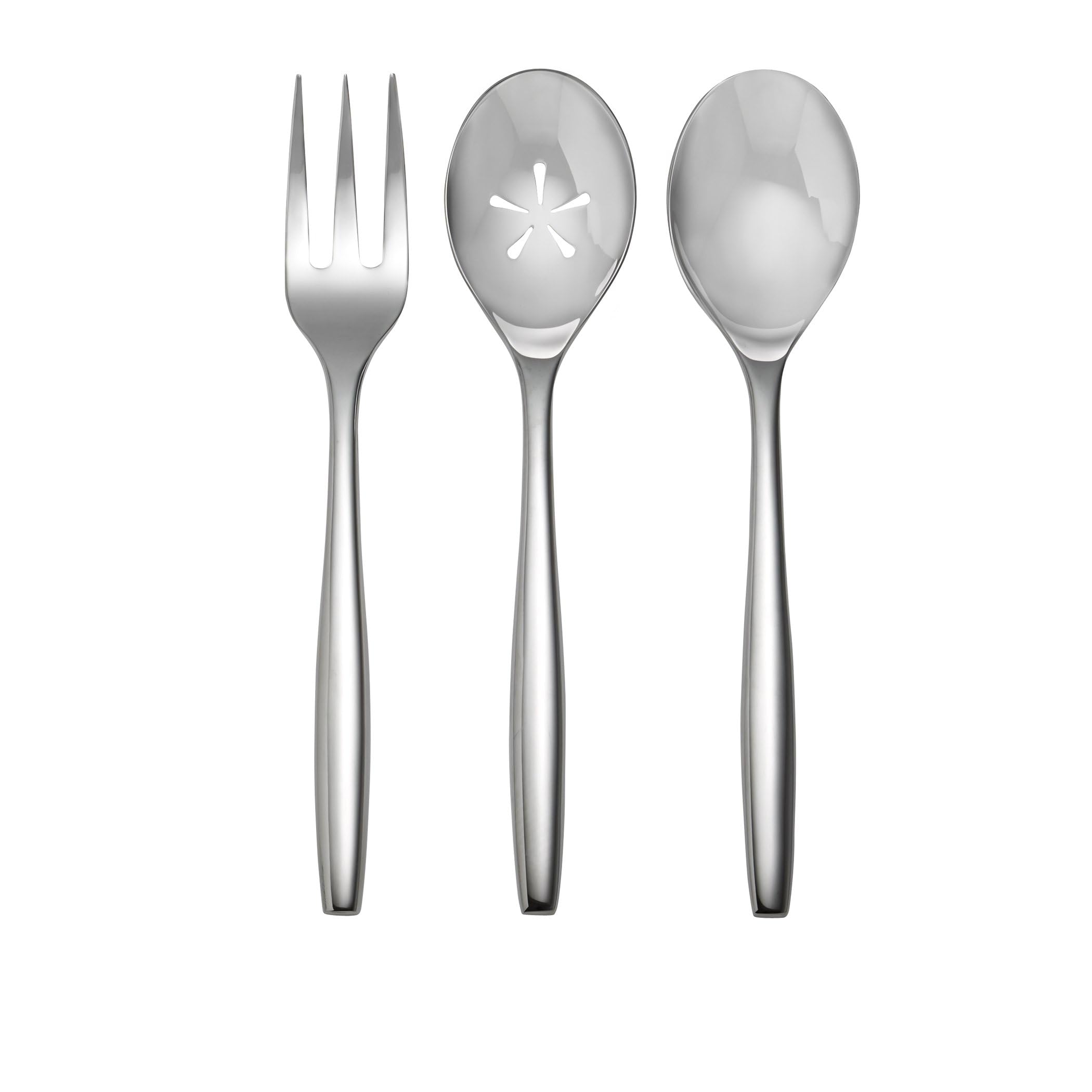 nambe Bend - Set di posate da 45 pezzi, in acciaio inox 18/10 a specchio, progettato per cucine domestiche, hotel o ristoranti, servizio per 5 e un set di 3 utensili da