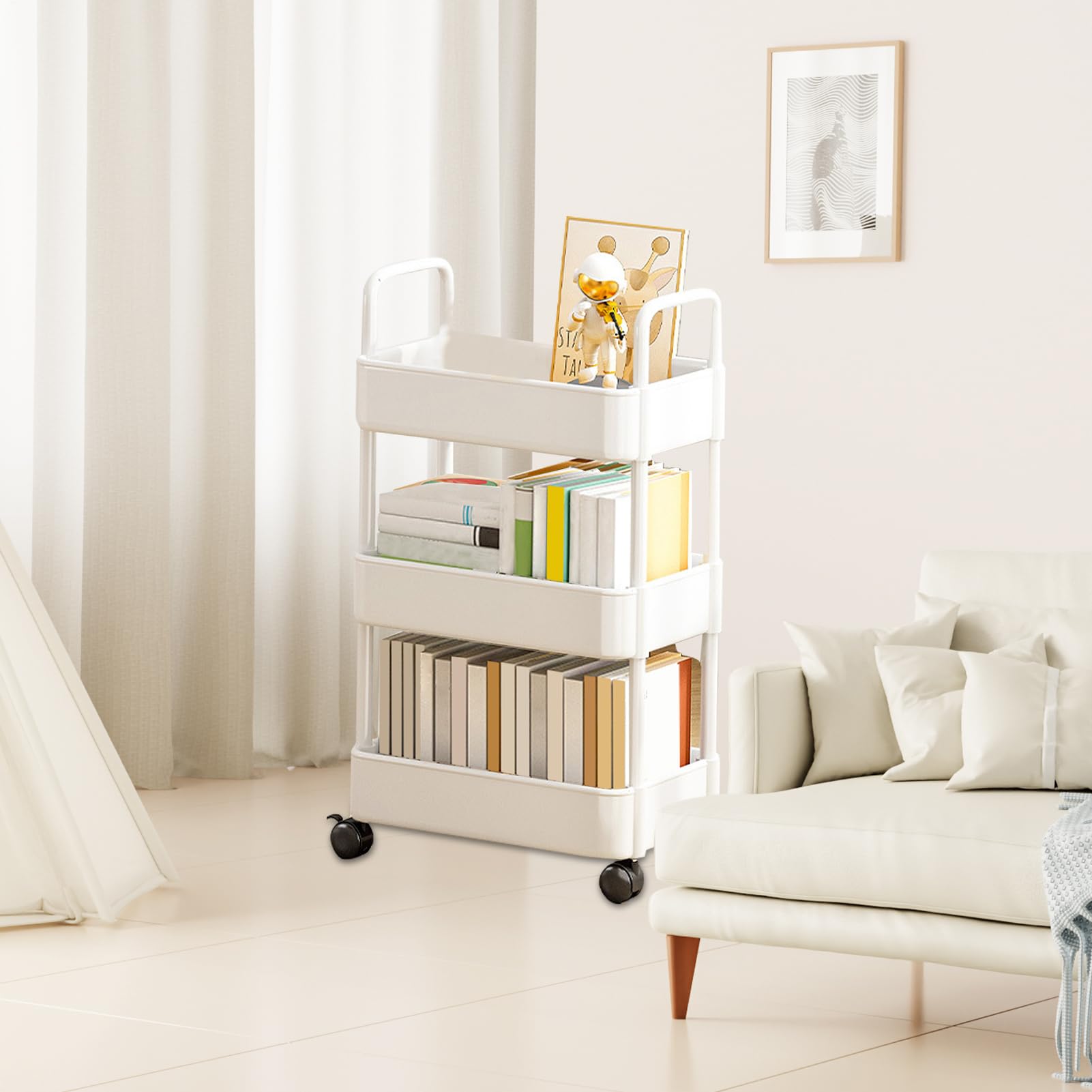 Niveles Almacenamiento Con Ruedas - Carrito De Almacenamiento BañO | Carro De Almacenamiento De 3/4 Niveles Deslizable Hacia Afuera | Carrito Multifuncional Para Organización Para Libros Biblioteca