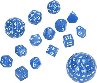 Dados Poliédricos Esféricos, Decoração Completa de Dados Poliédricos D3 a D100 para Barra para Homens e Mulheres (Azul)