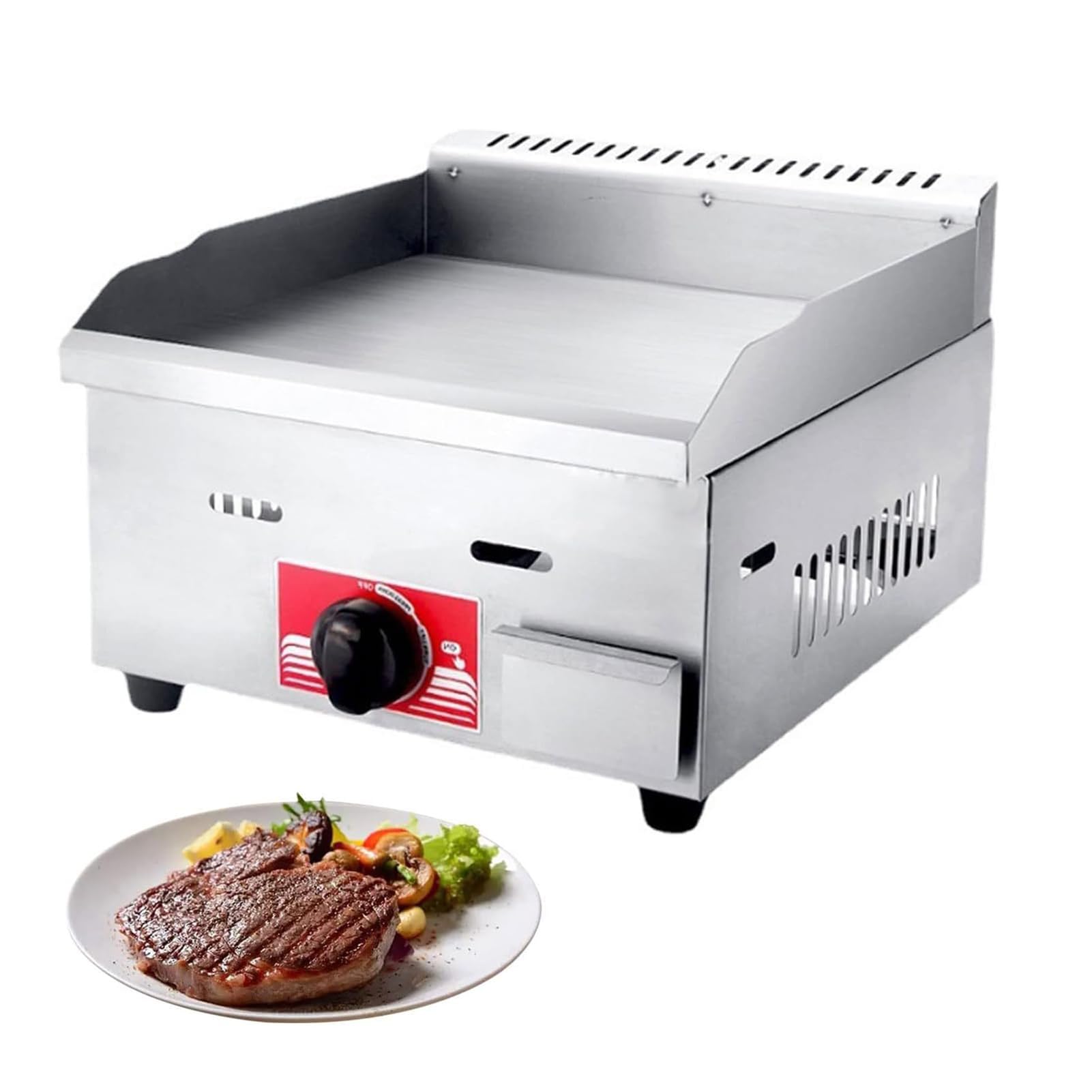 SenhE Piastra a Gas Portatile in Acciaio Inox, Riscaldamento Rapido Uniforme, per Barbecue Bistecca Uova Pancake