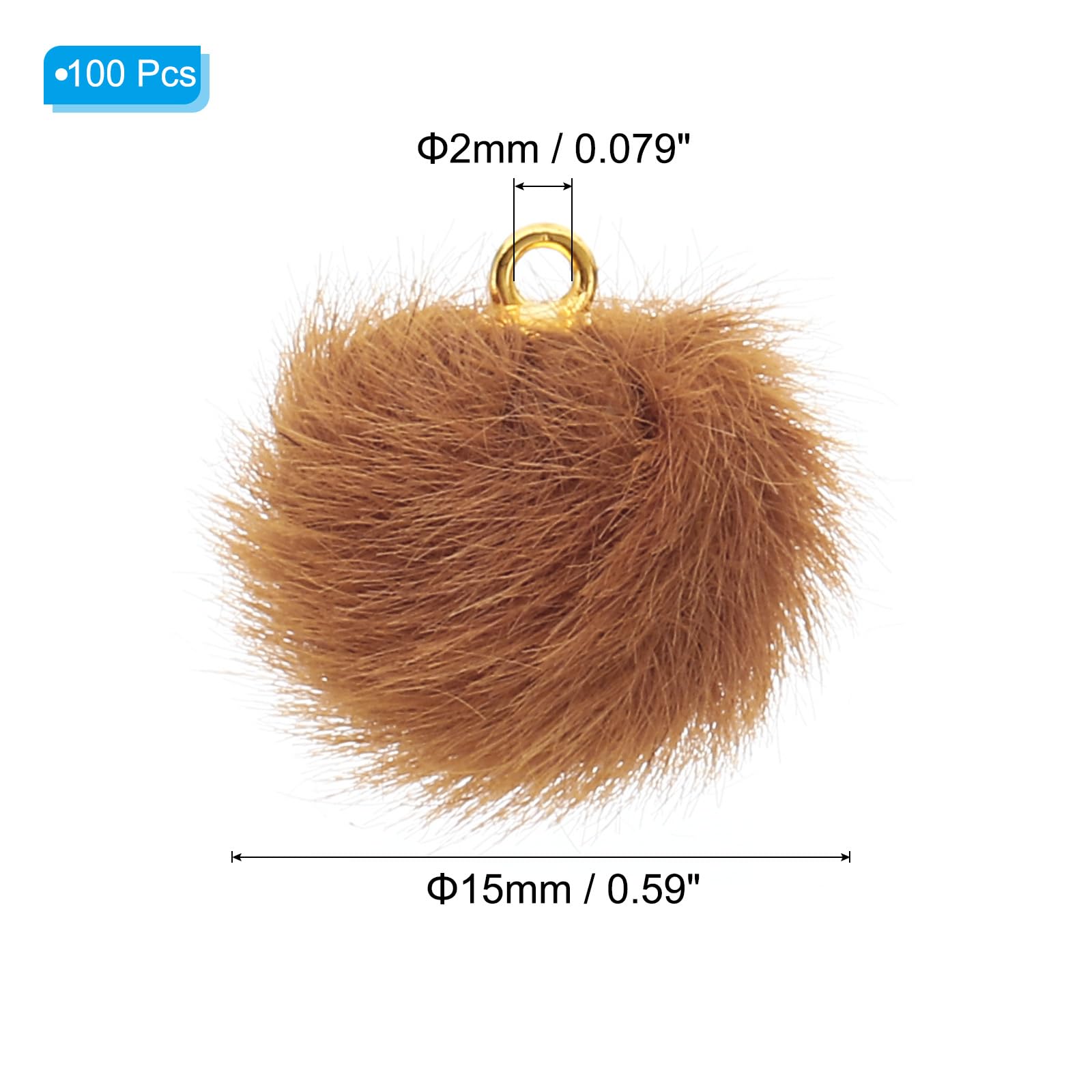 Patikil 100pcs Pom Poms Charm Craft Pendants Balls Fluffy Tassel Bulk for Crafts Jewelry Making Brown, 8mm - Image 2