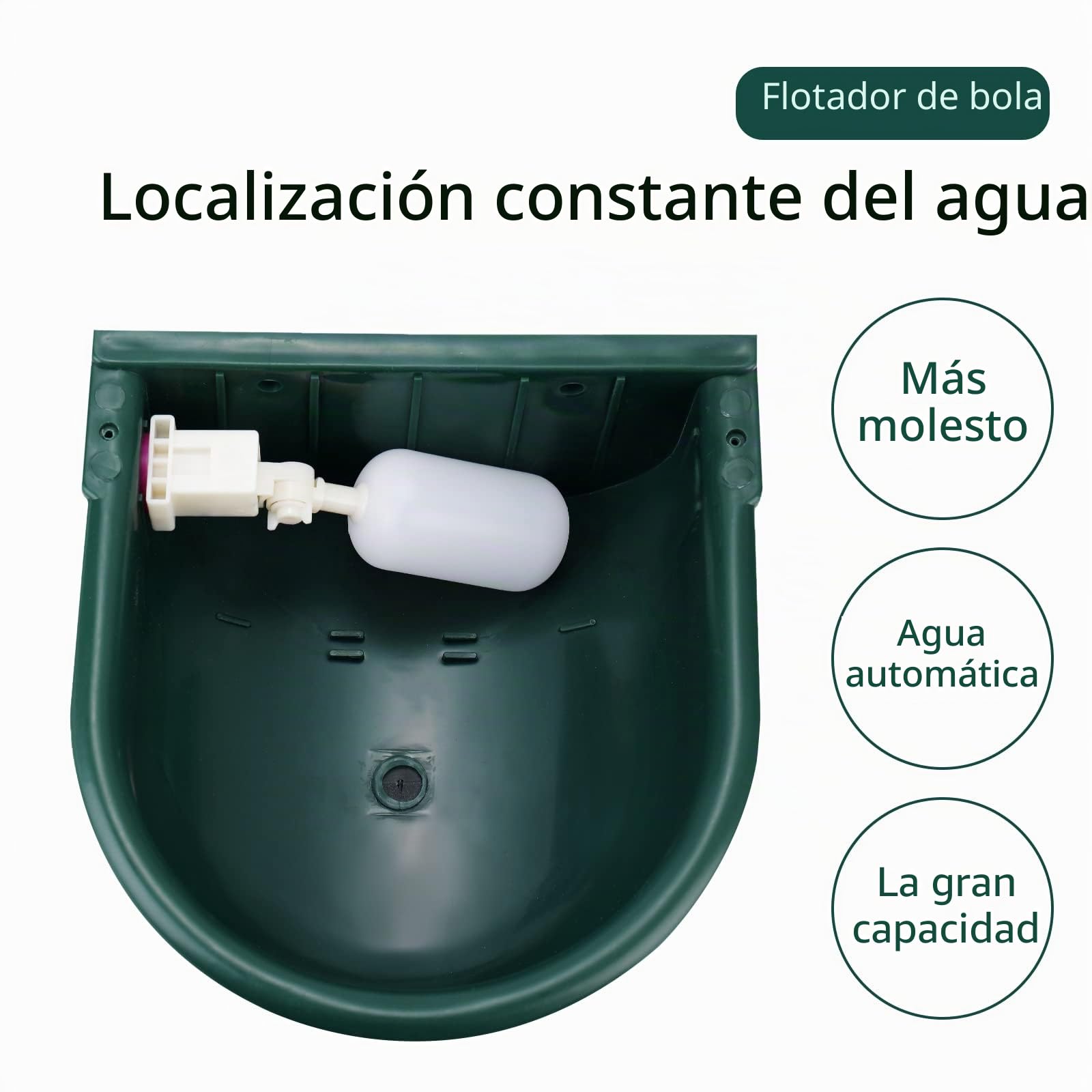 BREUAILY Bebedero Automático para Caballos Bebedero para Ganado con Válvula Flotante Y Orificios de Drenaje para Caballos Bovinos Cabras Ovejas Cerdos y Perros (Verde Oscuro)