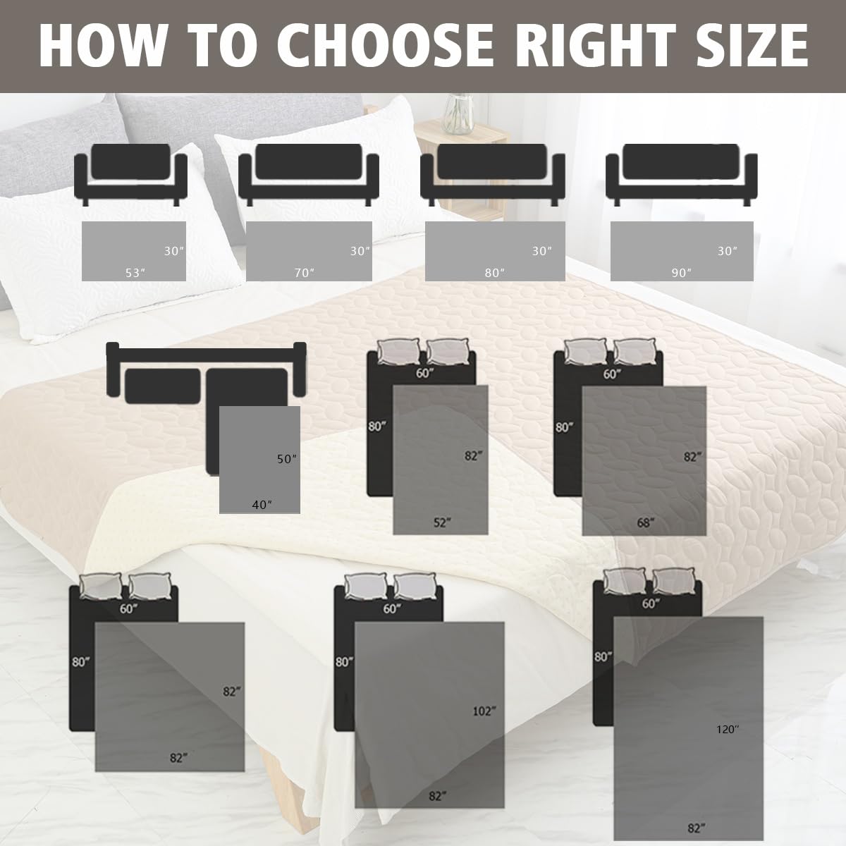 Ameritex Funda de cama para mascotas, manta para sofá y muebles, impermeable, diseño de nuevo patrón (30 x 70 pulgadas, gris oscuro)