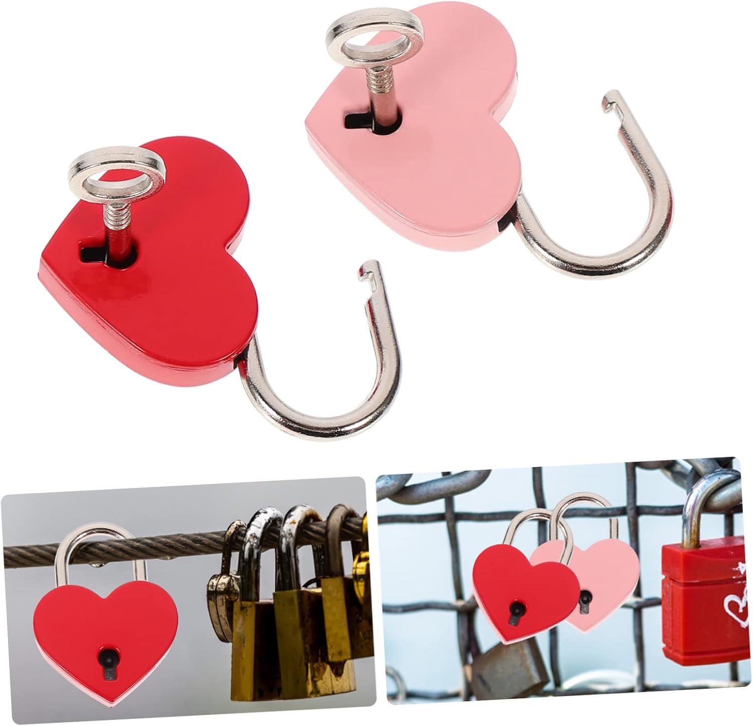 16 Pcs Heart Lock Heart-Shaped Wishing Lock Couple Wishing Lock Handbag Lock Color Wishing Lock Wishing Couple Lock Color Padlock Bag Hanging Lock Heart-Shaped Lock Color Love Lock/2071