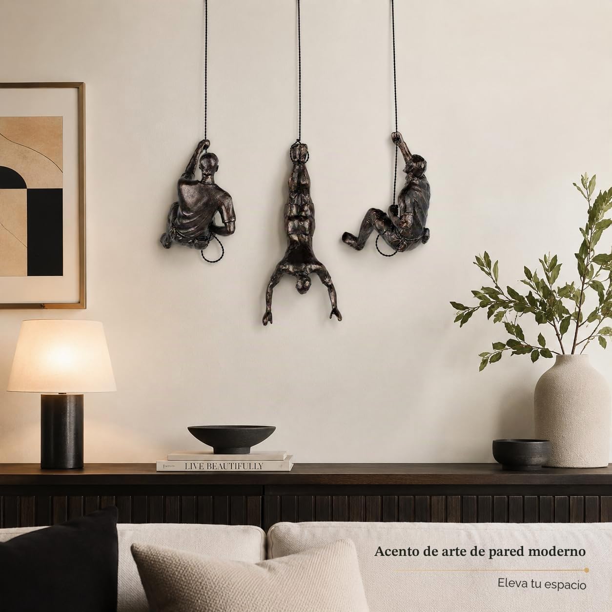 Juego grande de 3 esculturas decorativas de pared para hombres escaladores, arte decorativo de pared nórdico moderno sencillo, esculturas de hombre escalador, regalos para escaladores para el