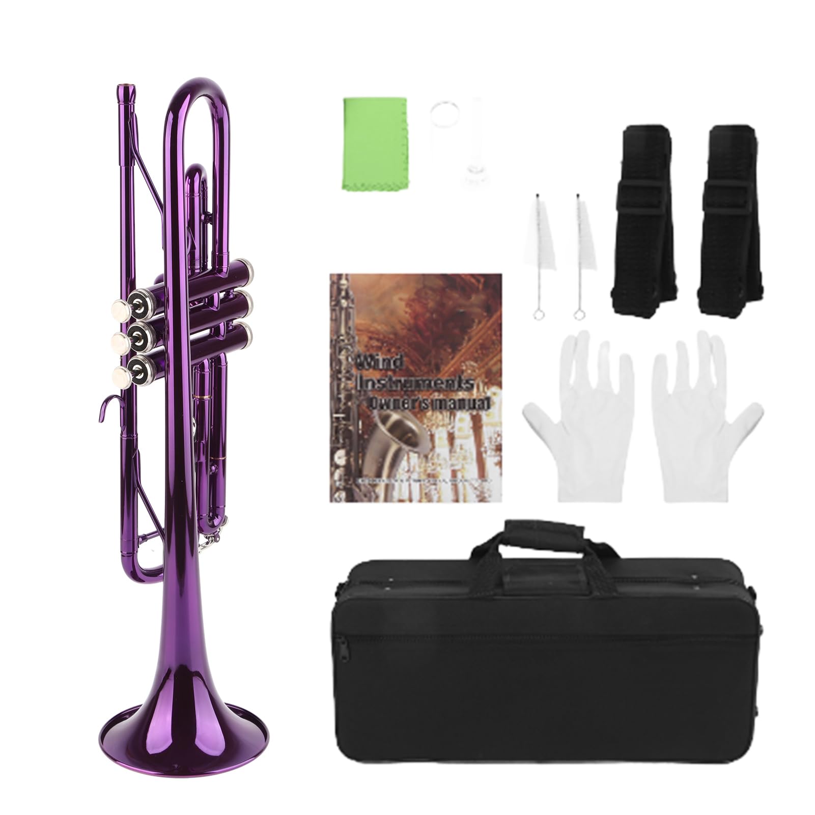 Aramox B-Trompeten-Set für Anfänger mit Koffer, Professionelles Blechblasinstrument mit Zubehör für Studenten und Blaskapelle (PURPLE)