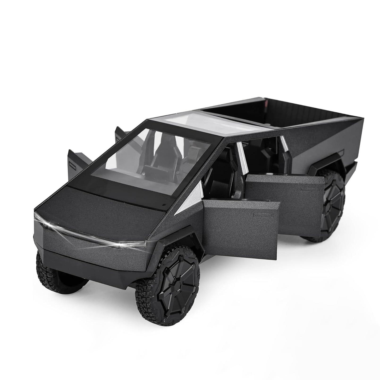 MODVKVK Tesla Cybertruck 1:32 Model Car, Toy Trucks With Light & Music, Pull Back Function, Alloy Die-Cast, Great Mini Vehicle Toy for Children Ages 3 and Up and Car Collectors (Black)