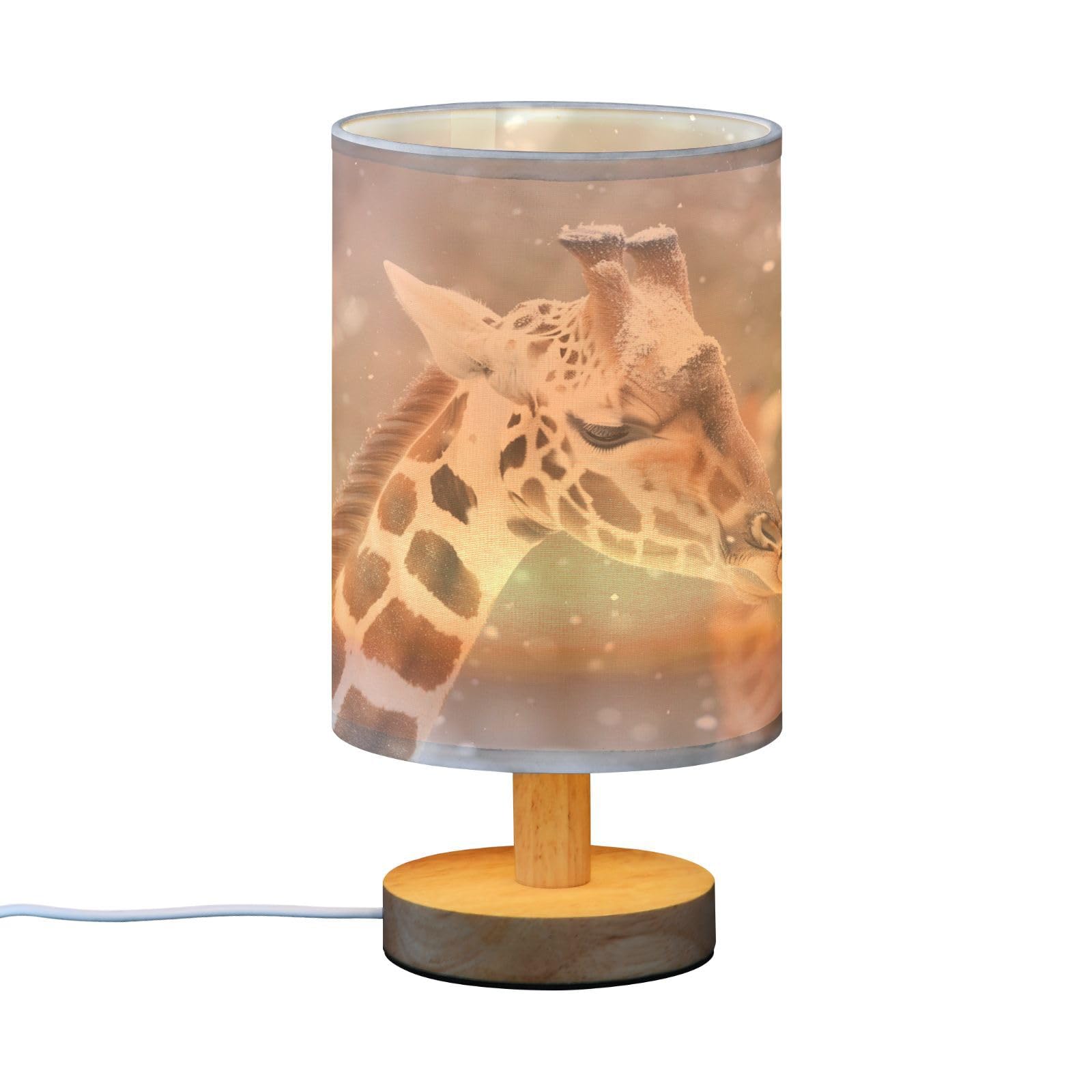 Mnsruu Bedside Table Lamp Giraffes Forest Animal Bedside Lamps LED Light Desk Lamp Fabric Shade Small Lamp for Bedroom Living Room (Bulb Included) - Image 4