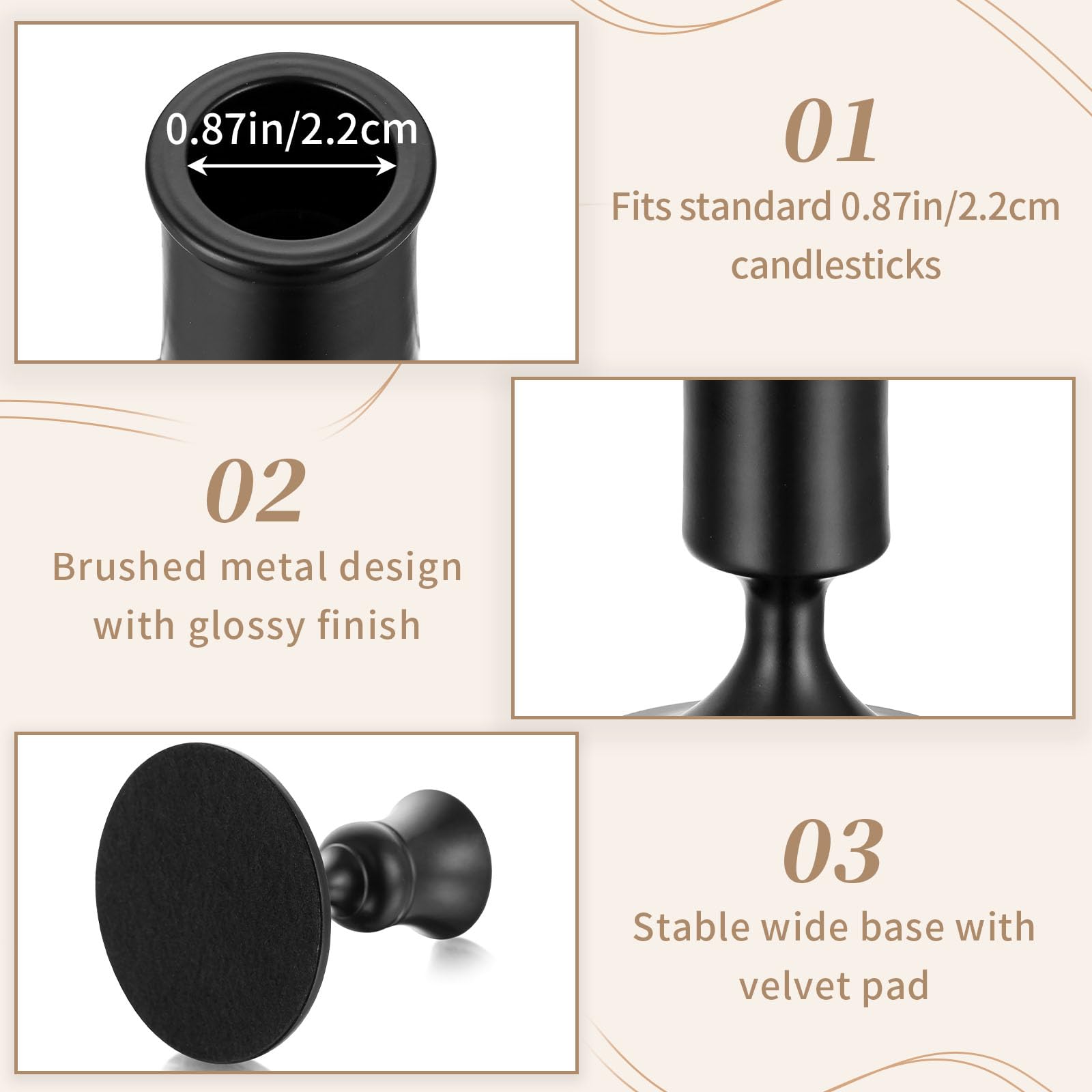 Sziqiqi Portacandele Candelabro Nero per Matrimonio - Portacandele in Metallo Candeliere Decorativo Candelabro per Centrotavola di Nozze Natalizio Tavola Caffè Decorazione, 6 Pezzi, Stile 1