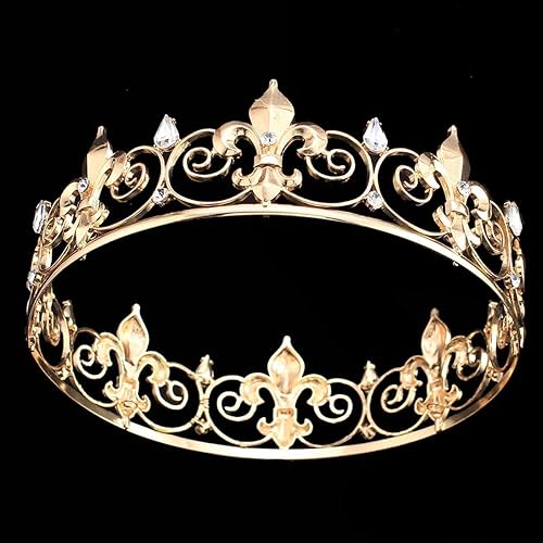 Full Circle fumud clásico Oro Prom Rey Quen se Rhinestone Corona Corona Redonda Boda Accesorios para el cabello accesorios tiara Headpiece Joyeria