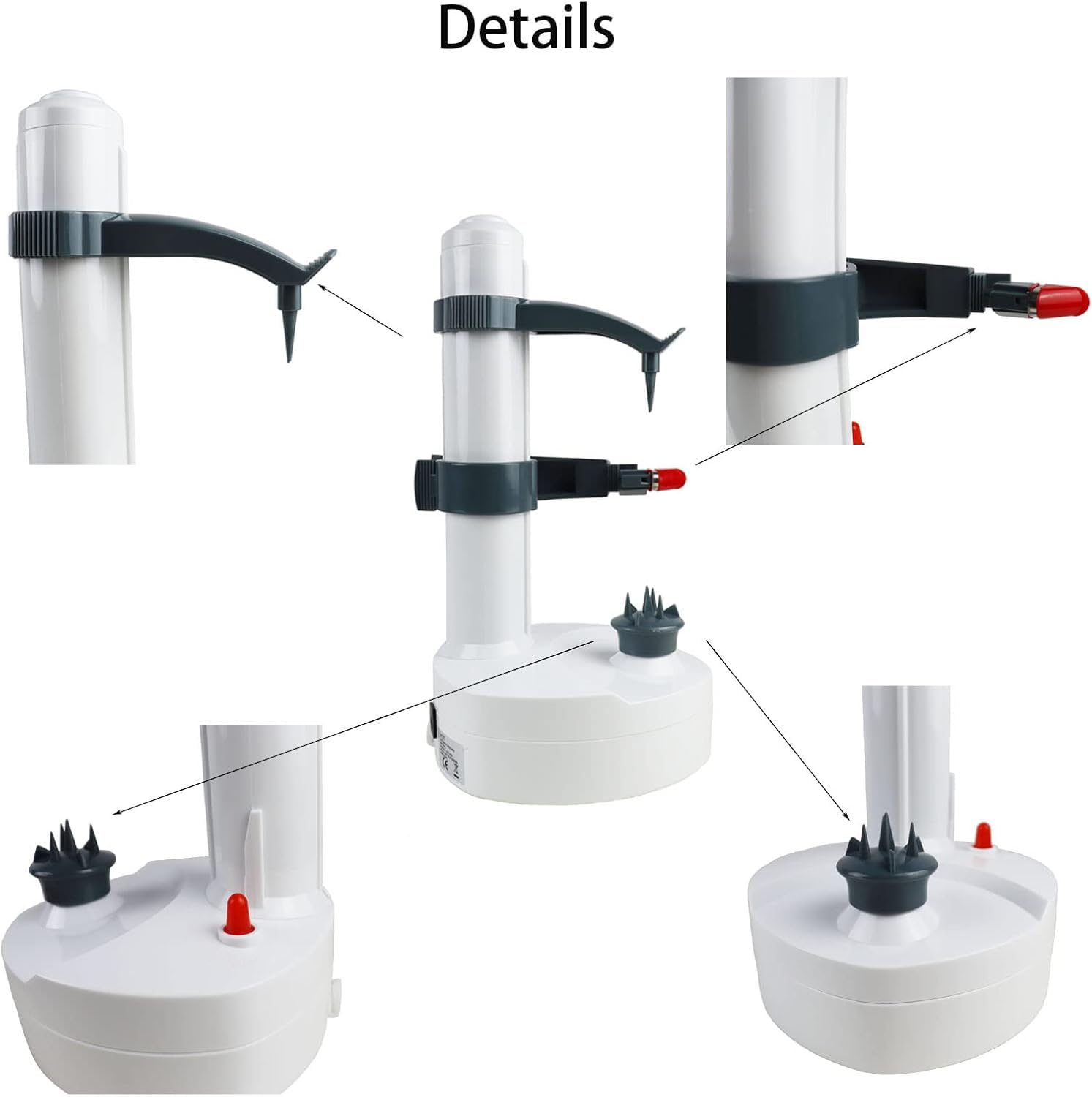 Pelapatate Elettrico, Pelapatate Automatico, Pelapatate Automatico con Resistente Acciaio Inossidabile 1 Adattatore 2 Lame Extra, Facile Da Usare Ed Ecologico, per Frutta Verdura Patate Mango