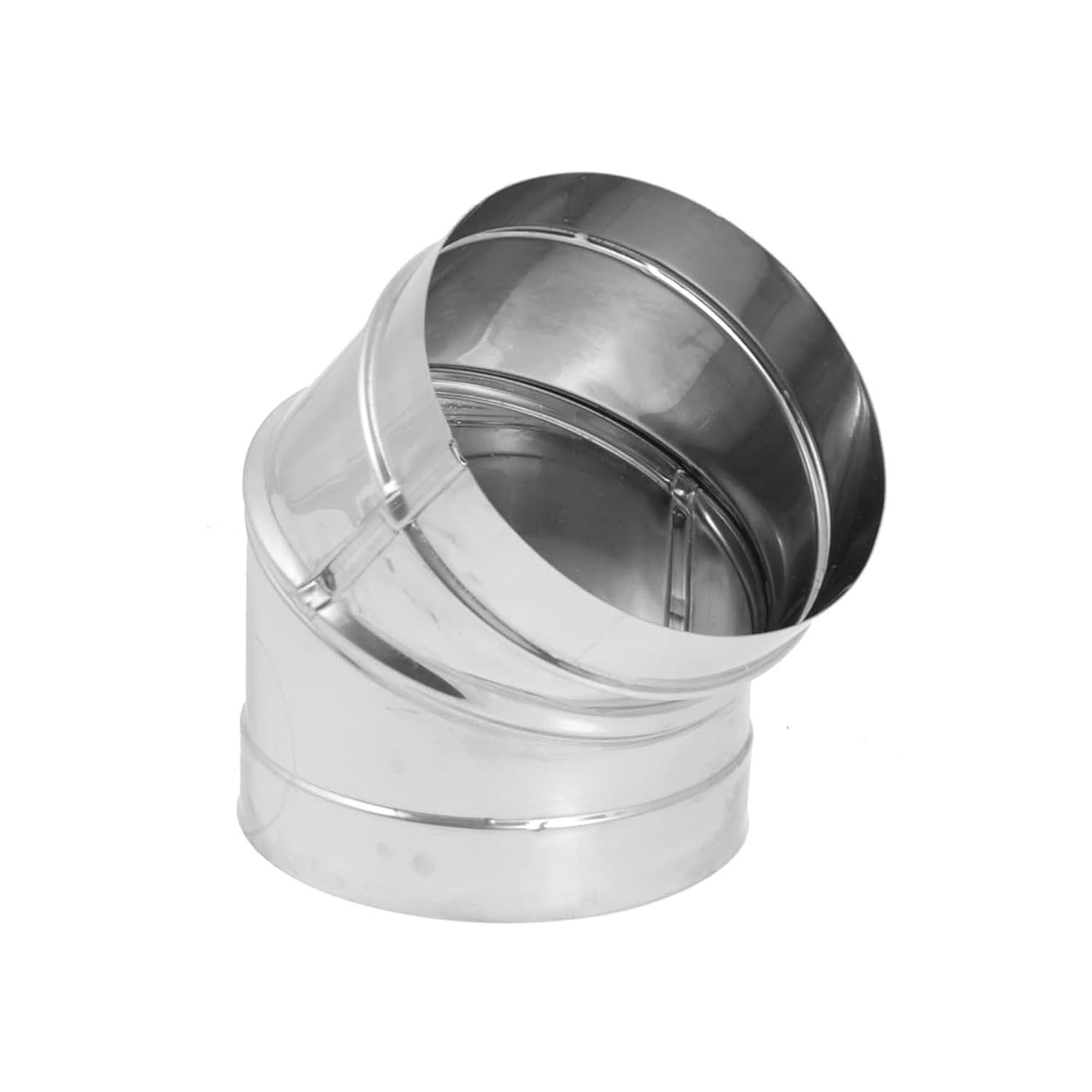 DuraVent DuraBlack 6 Inches Stainless Steel Single Wall Wood Burning Stove 45 Degree Elbow Pipe Connector to Vent Smoke and Exhaust, Silver