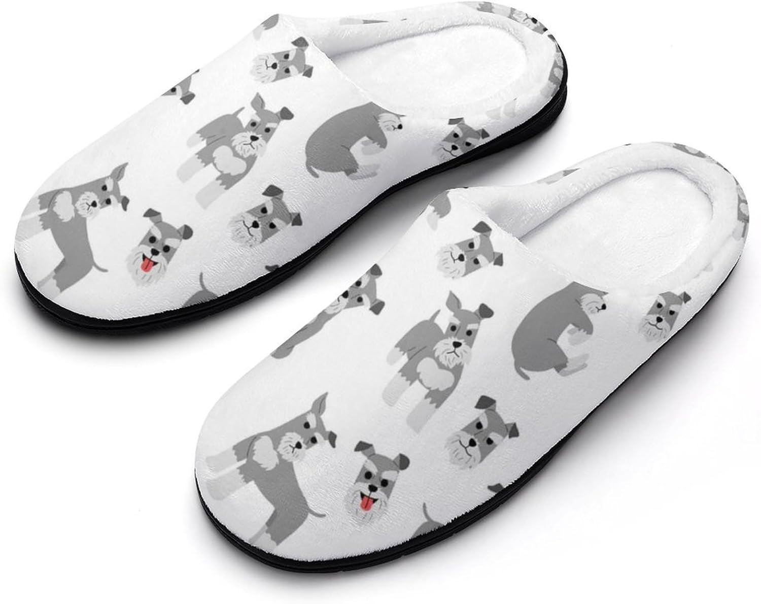 Miniature Schnauzer Pattern Women's House Slippers Memory Foam Warm Shoes Spa Rubber Sole Indoor Outdoor