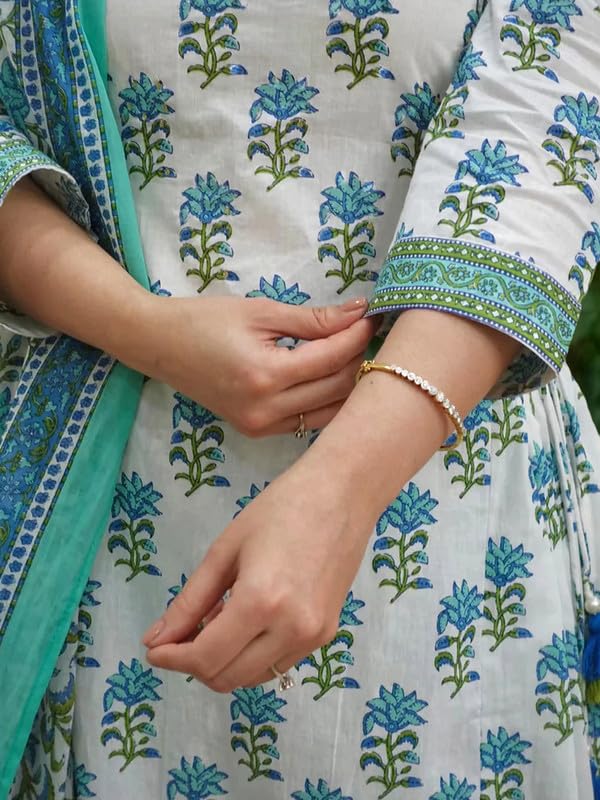 Pinkmint Women's Hevy Cotton Blend Sky Kurta Set L Stitched Printed Dupatta Set L Stylish Women Festival Dress (Pack Of 1)