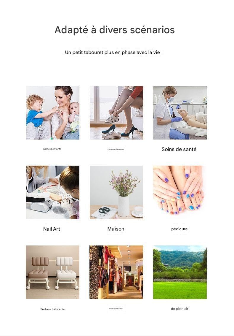 Sgabello su ruote, sgabello basso, piccolo sgabello da casa, sgabello per nail art, sgabello da divano, sgabello da casa comodo, rotazione a 360 gradi, sgabello basso pratico per il lavoro, diversi