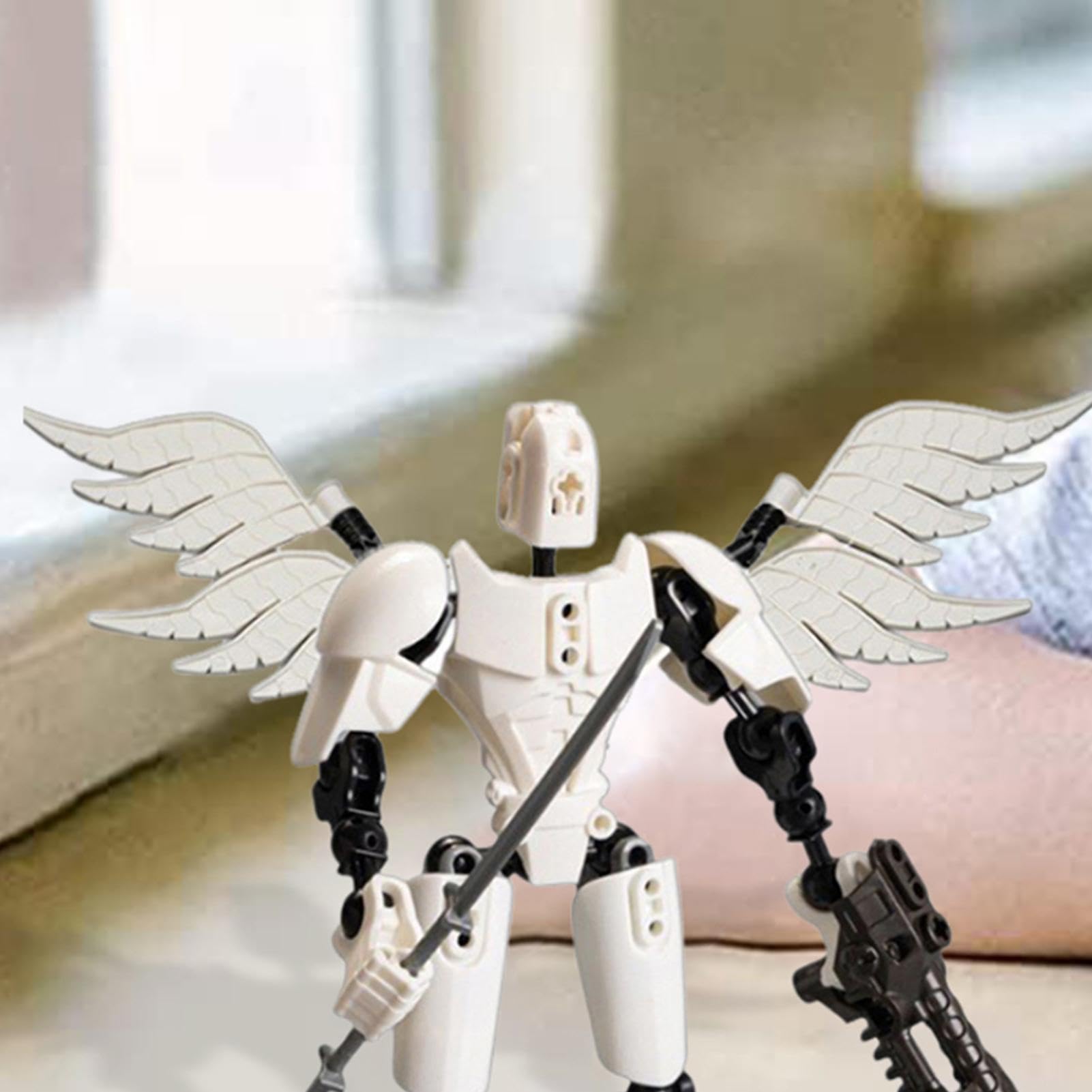 Rbaofujie Figurine Articulée, Figurines Articulées de 7,3 Po, Figurine Articulée T13 Robot Imprimé 3D Multi-Articulations Mobile, Décorations de Bureau pour Amateurs de Jeux avec Ailes