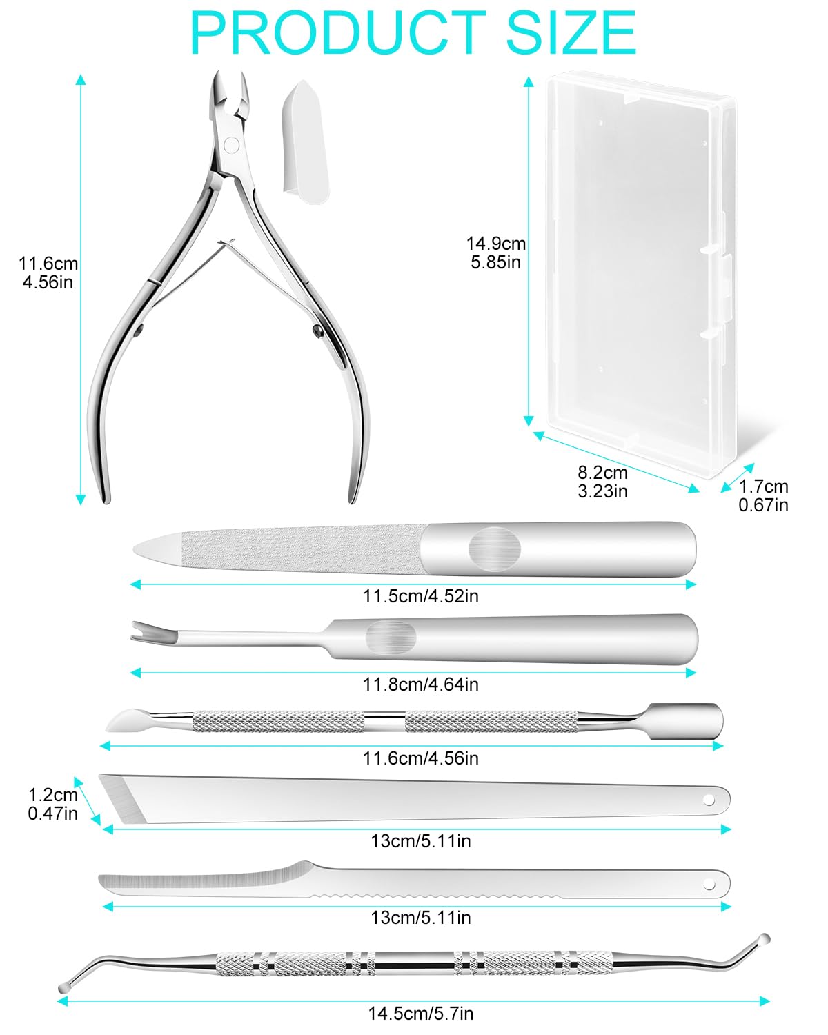 BLATOWN 7pc Ingrown Toenail Remover Pedicure Tools Kit, Nail Clippers, File and Lifters Set for In Grown nails Removal, Professional Surgical Stainless Ingrown Toenail Tool Under Nail Cleaner