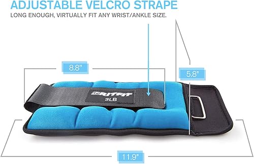 Miniatura 3 de RitFit Pesas de muñeca para tobillo (1 par) de 1 1.5 2 3 4 5 libras cada una con correa totalmente ajustable para brazos, manos y piernas, lo mejor