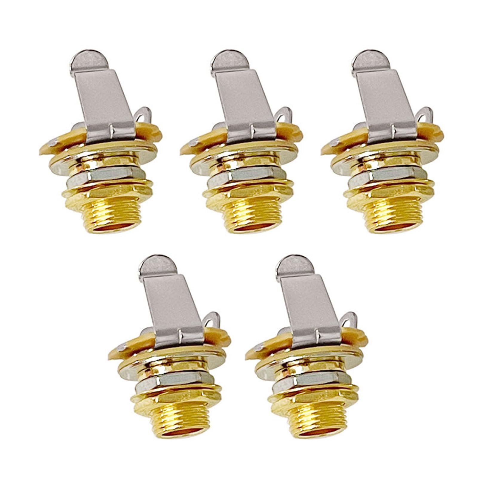 Hsyzygian 5pack Plated Brass Guitar Output Jacks Nut Washers Guitars Input Jacks Hardware for 6.35mm Port Signals Stability Guitar Nut