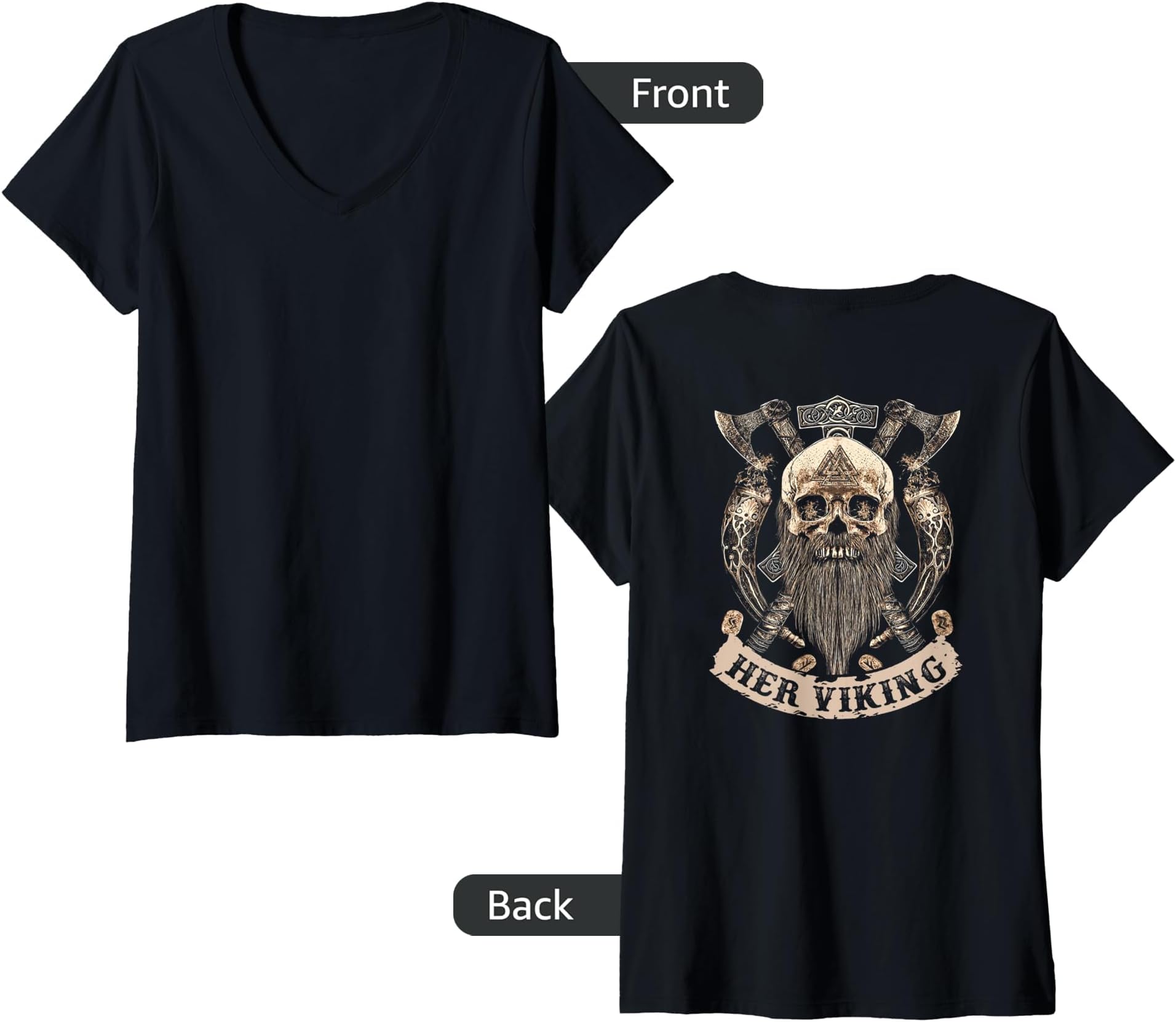 Her viking his shieldmaiden couple TeeWomens Her viking his shieldmaiden couple V-Neck T-Shirt